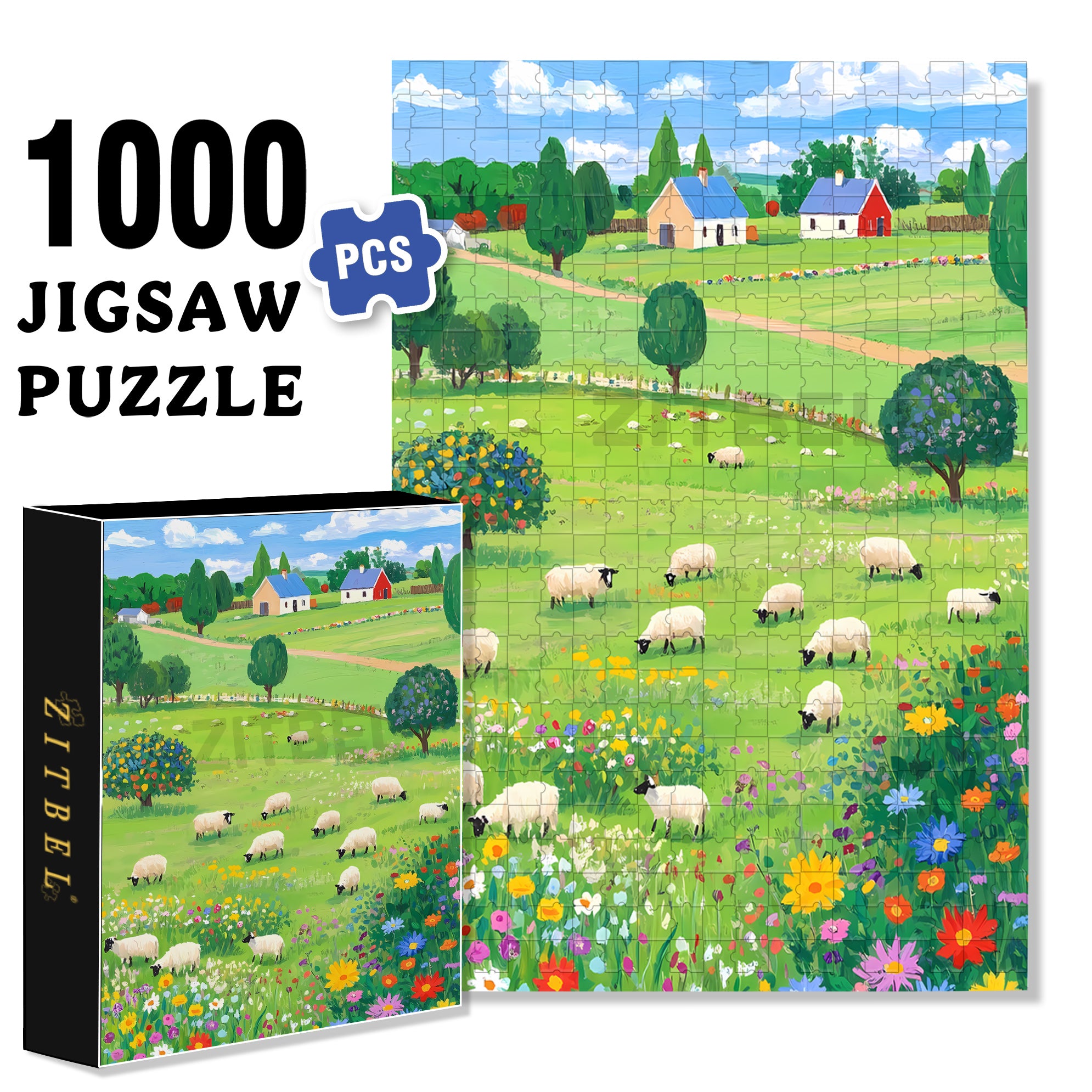 Grandpa's Farm 500pcs/1000pcs Jigsaw Puzzle, Scratch-Resistant, Interactive Family Game & Brain-Boosting DIY Decor, Perfect for Halloween, Christmas & New Year Gifts, Family Puzzle Game