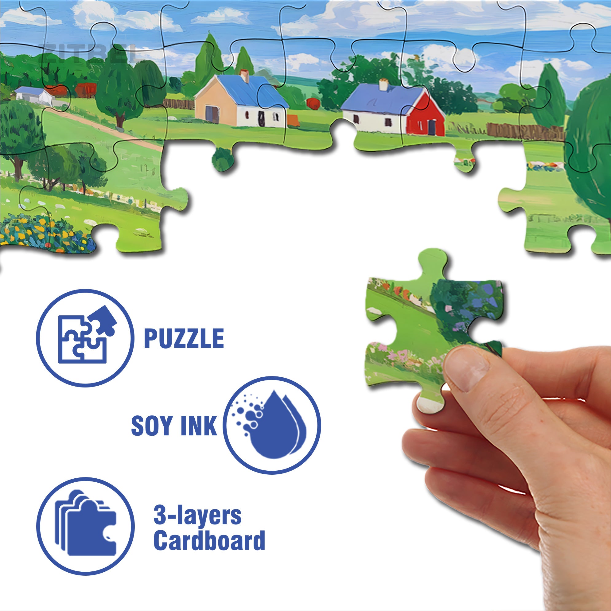 Grandpa's Farm 500pcs/1000pcs Jigsaw Puzzle, Scratch-Resistant, Interactive Family Game & Brain-Boosting DIY Decor, Perfect for Halloween, Christmas & New Year Gifts, Family Puzzle Game