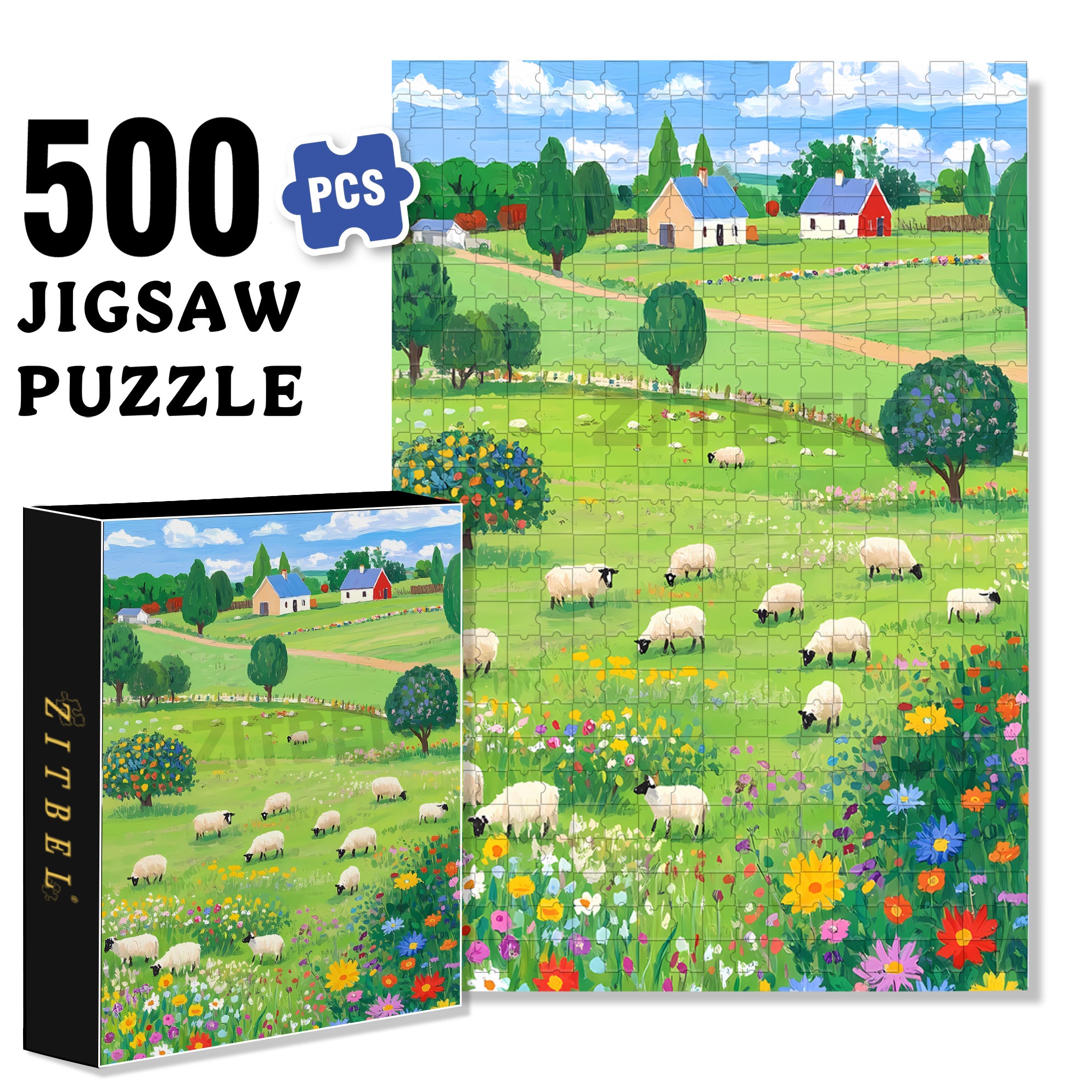 Grandpa's Farm 500pcs/1000pcs Jigsaw Puzzle, Scratch-Resistant, Interactive Family Game & Brain-Boosting DIY Decor, Perfect for Halloween, Christmas & New Year Gifts, Family Puzzle Game
