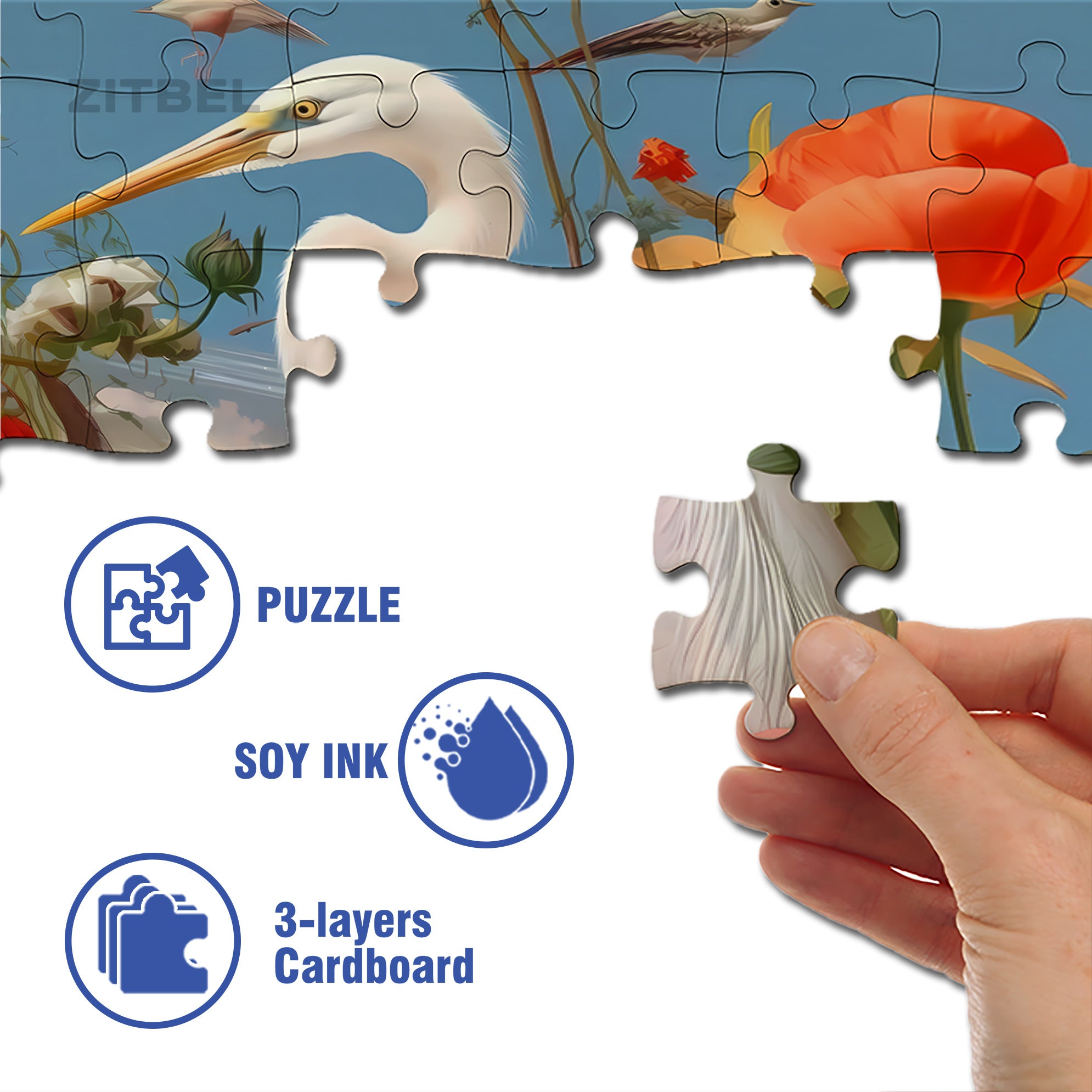 Heron 500pcs/1000pcs Jigsaw Puzzle, Scratch-Resistant, Interactive Family Game & Brain-Boosting DIY Decor, Perfect for Halloween, Christmas & New Year Gifts, Family Puzzle Game