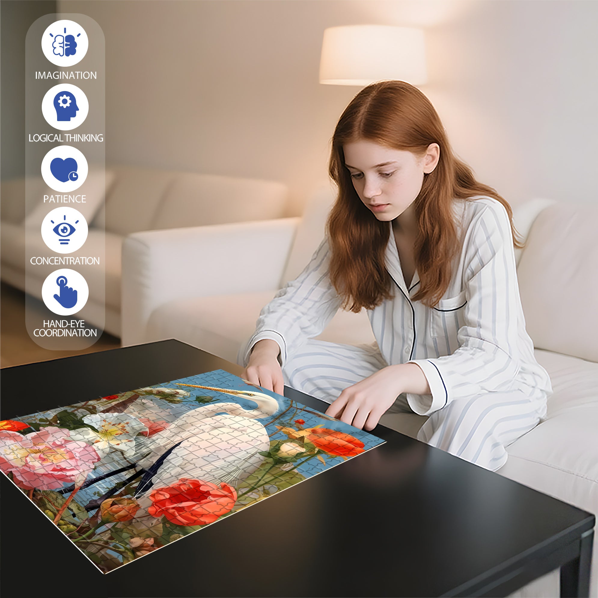 Heron 500pcs/1000pcs Jigsaw Puzzle, Scratch-Resistant, Interactive Family Game & Brain-Boosting DIY Decor, Perfect for Halloween, Christmas & New Year Gifts, Family Puzzle Game