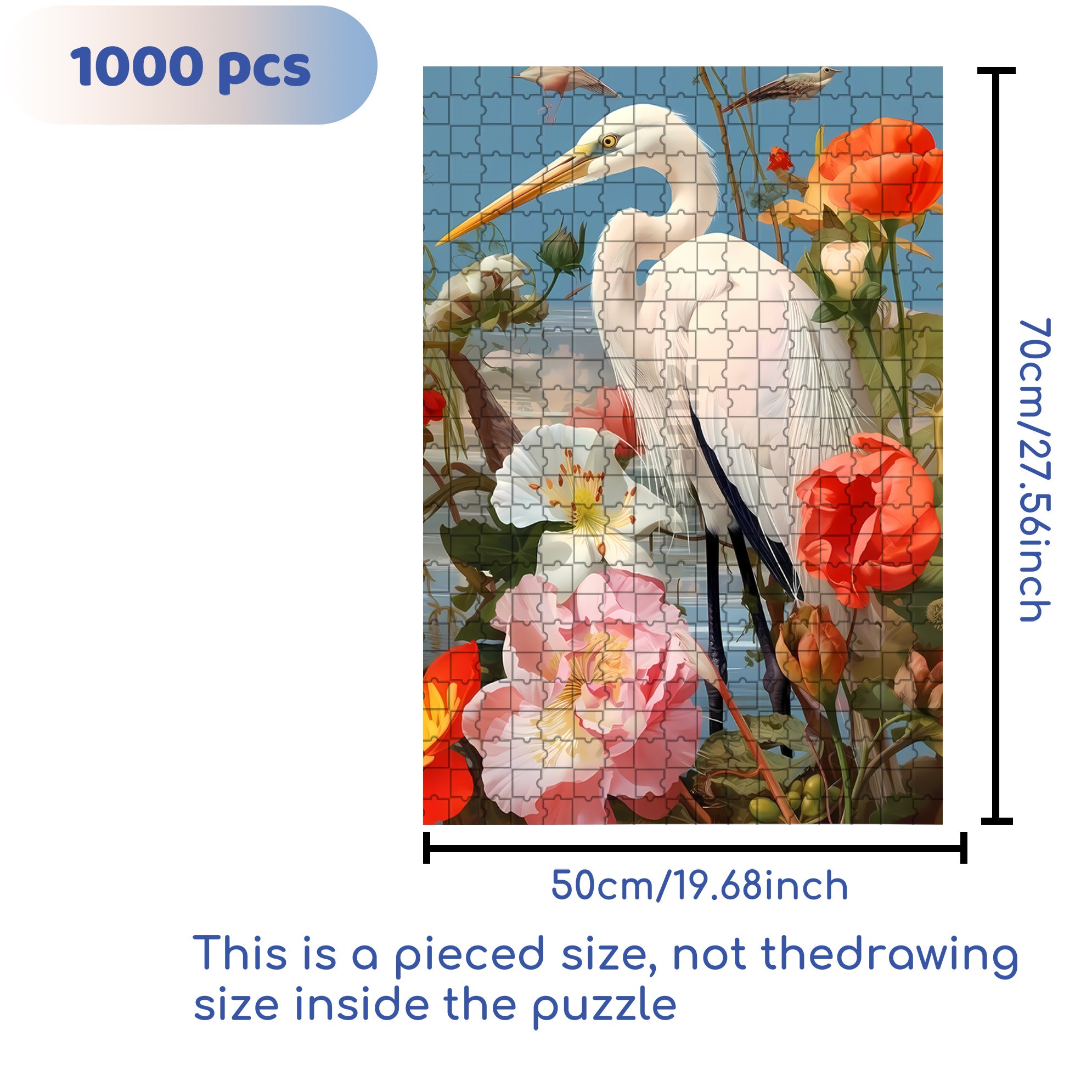 Heron 500pcs/1000pcs Jigsaw Puzzle, Scratch-Resistant, Interactive Family Game & Brain-Boosting DIY Decor, Perfect for Halloween, Christmas & New Year Gifts, Family Puzzle Game