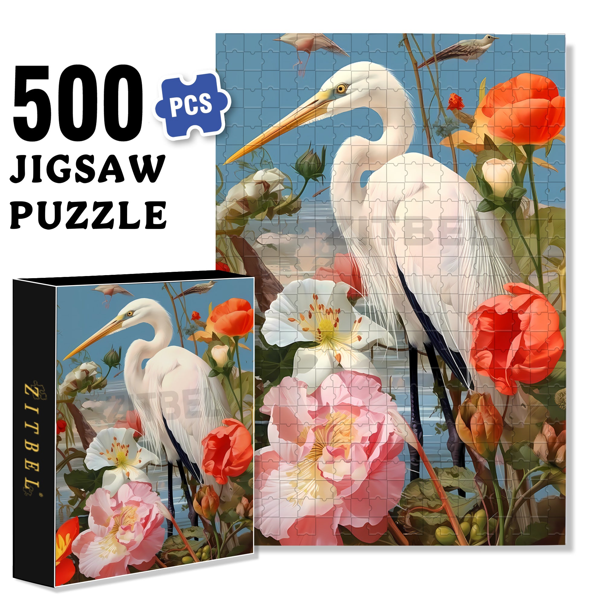Heron 500pcs/1000pcs Jigsaw Puzzle, Scratch-Resistant, Interactive Family Game & Brain-Boosting DIY Decor, Perfect for Halloween, Christmas & New Year Gifts, Family Puzzle Game