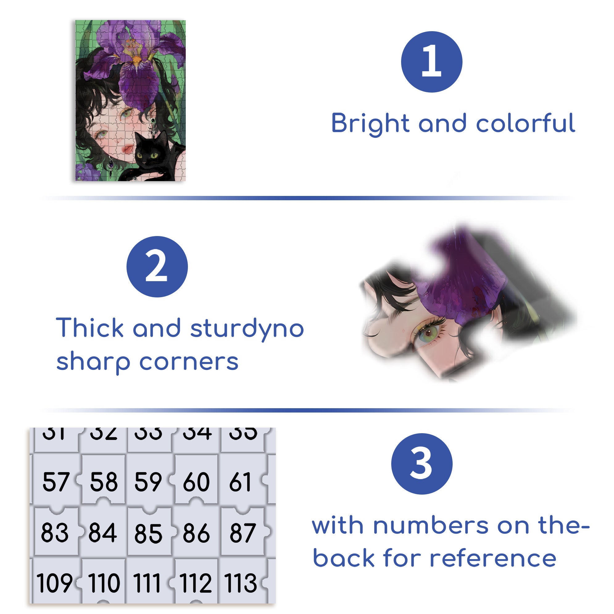 Iris & Cat & Me 500pcs/1000pcs Jigsaw Puzzle, Scratch-Resistant, Interactive Family Game & Brain-Boosting DIY Decor, Perfect for Halloween, Christmas & New Year Gifts, Family Puzzle Game