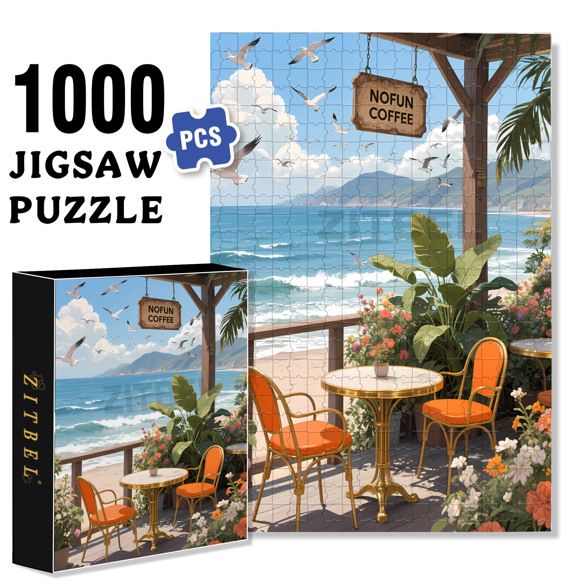 Island Vacation 500pcs/1000pcs Jigsaw Puzzle, Scratch-Resistant, Interactive Family Game & Brain-Boosting DIY Decor, Perfect for Halloween, Christmas & New Year Gifts, Family Puzzle Game