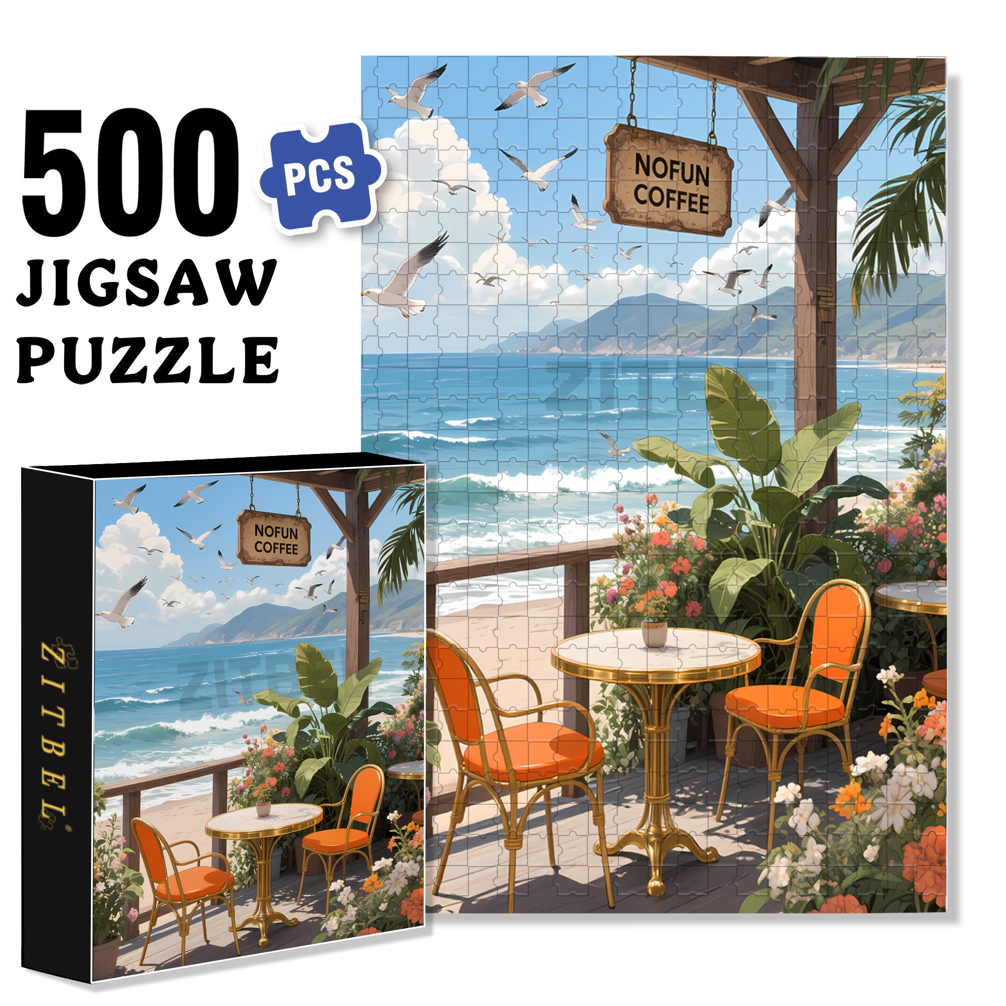 Island Vacation 500pcs/1000pcs Jigsaw Puzzle, Scratch-Resistant, Interactive Family Game & Brain-Boosting DIY Decor, Perfect for Halloween, Christmas & New Year Gifts, Family Puzzle Game