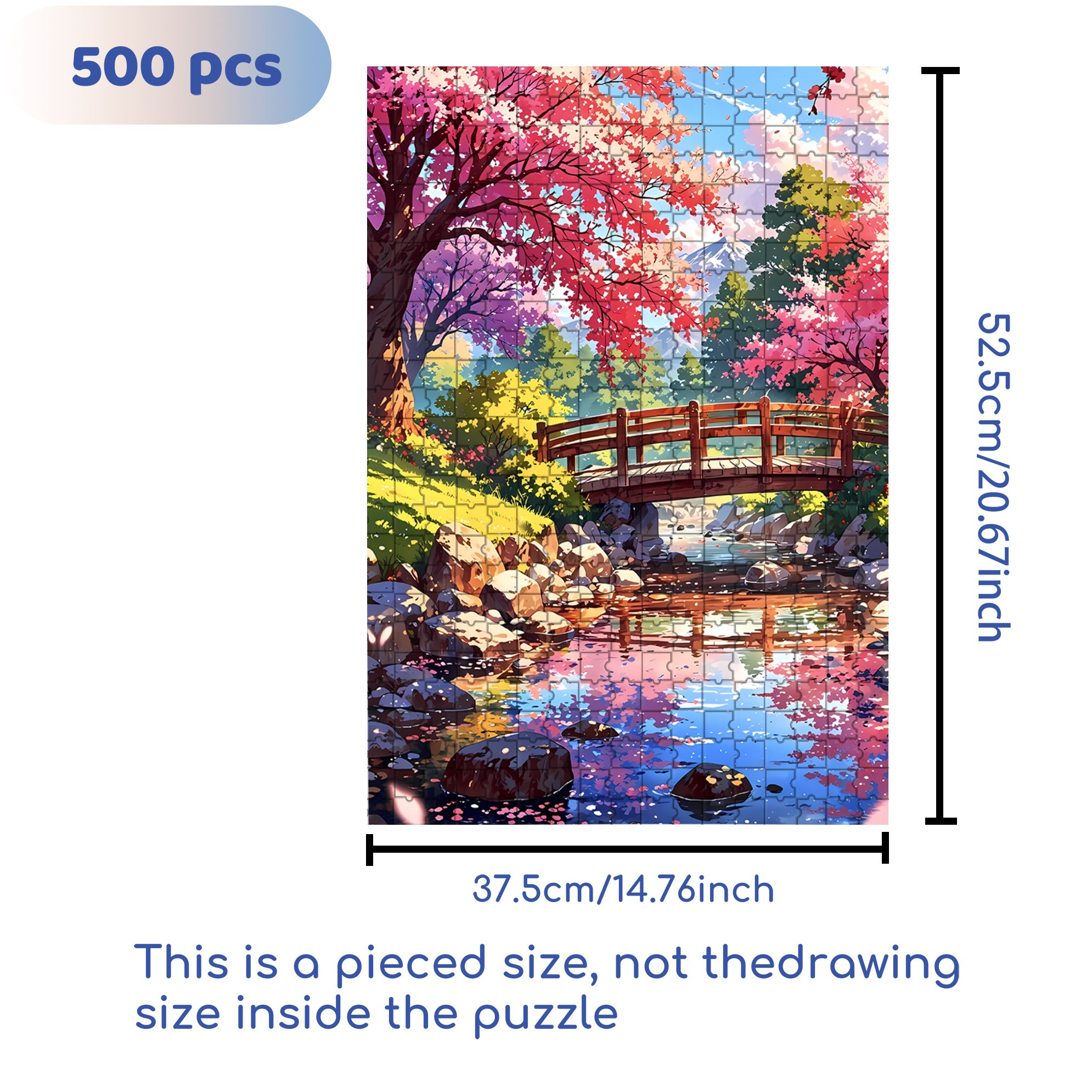 Japanese Landscape 2 500pcs/1000pcs Jigsaw Puzzle, Scratch-Resistant, Interactive Family Game & Brain-Boosting DIY Decor, Perfect for Halloween, Christmas & New Year Gifts, Family Puzzle Game