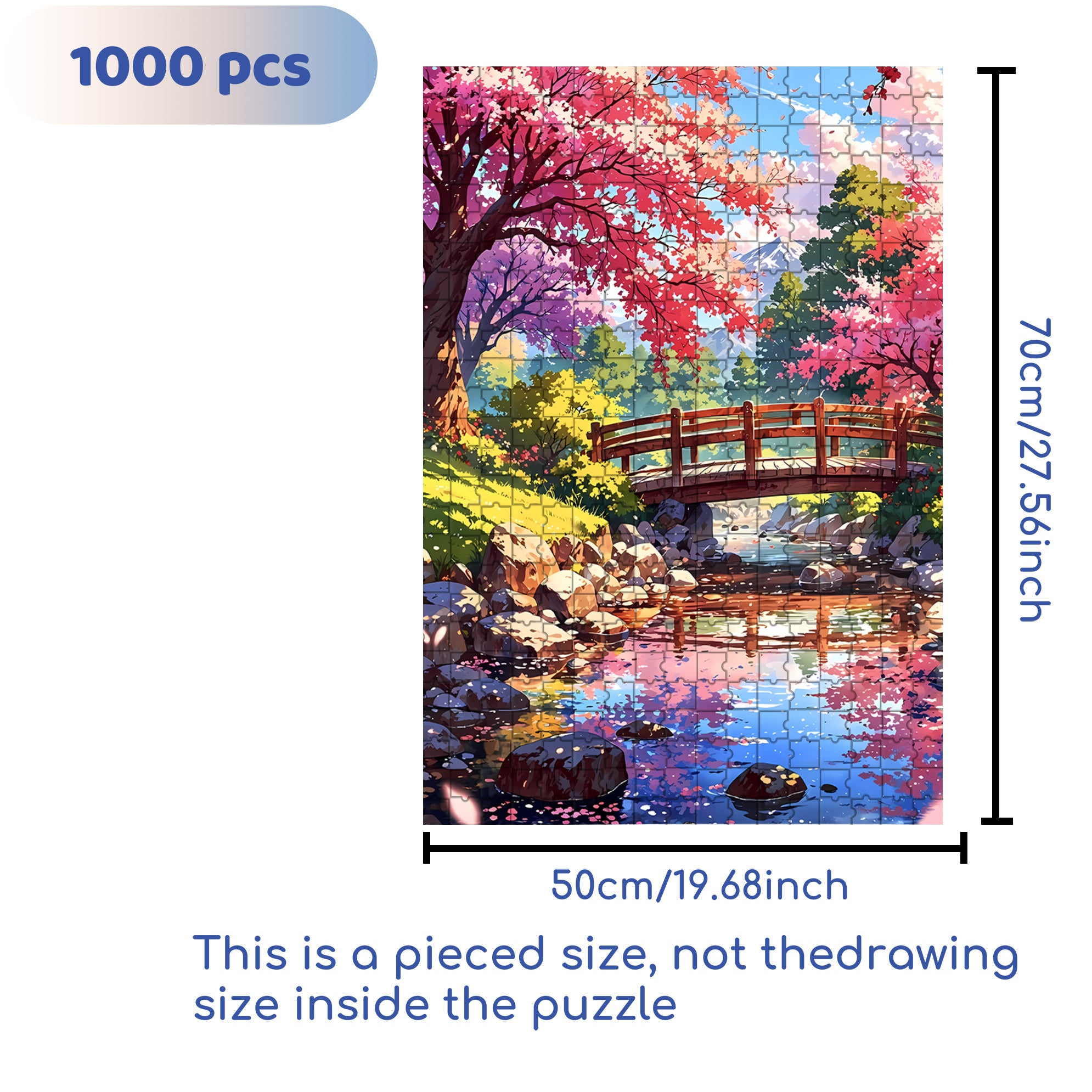 Japanese Landscape 2 500pcs/1000pcs Jigsaw Puzzle, Scratch-Resistant, Interactive Family Game & Brain-Boosting DIY Decor, Perfect for Halloween, Christmas & New Year Gifts, Family Puzzle Game
