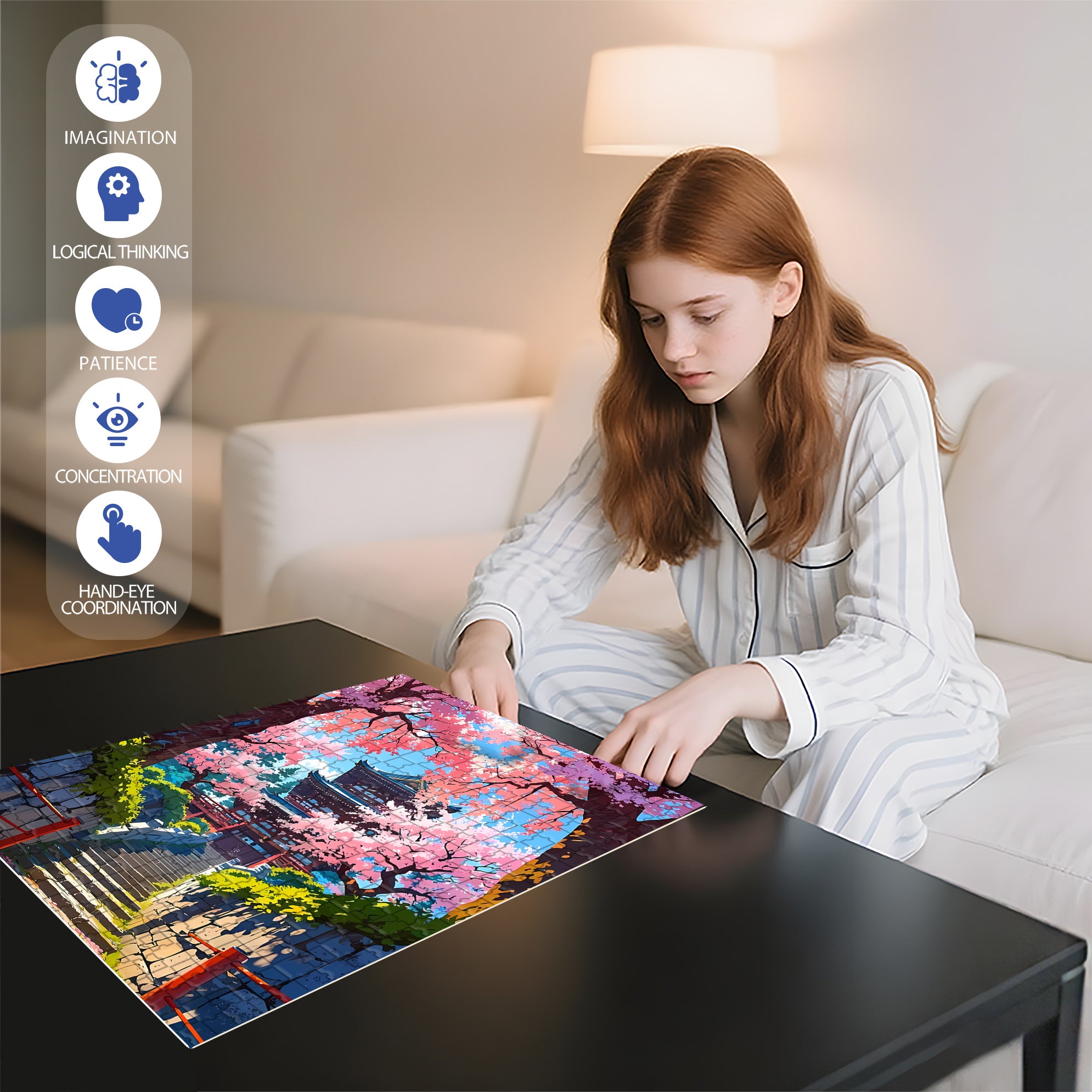 Japanese Landscape 500pcs/1000pcs Jigsaw Puzzle, Scratch-Resistant, Interactive Family Game & Brain-Boosting DIY Decor, Perfect for Halloween, Christmas & New Year Gifts, Family Puzzle Game