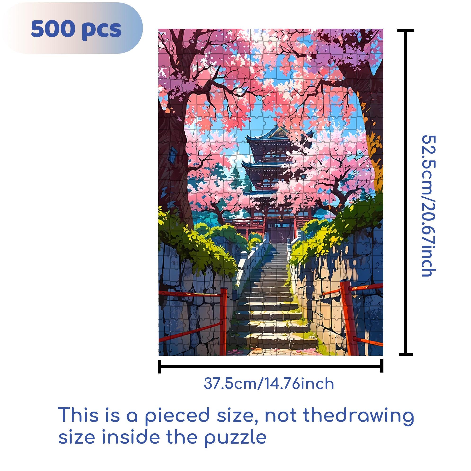 Japanese Landscape 500pcs/1000pcs Jigsaw Puzzle, Scratch-Resistant, Interactive Family Game & Brain-Boosting DIY Decor, Perfect for Halloween, Christmas & New Year Gifts, Family Puzzle Game