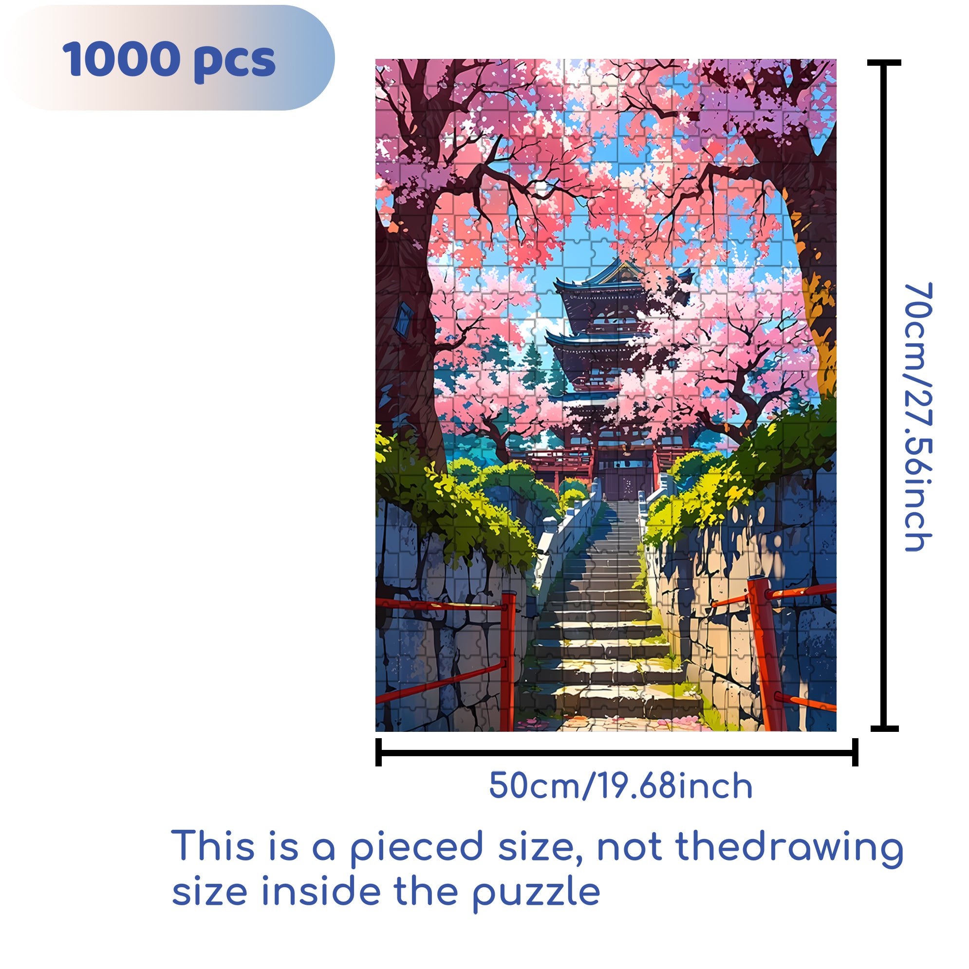 Japanese Landscape 500pcs/1000pcs Jigsaw Puzzle, Scratch-Resistant, Interactive Family Game & Brain-Boosting DIY Decor, Perfect for Halloween, Christmas & New Year Gifts, Family Puzzle Game