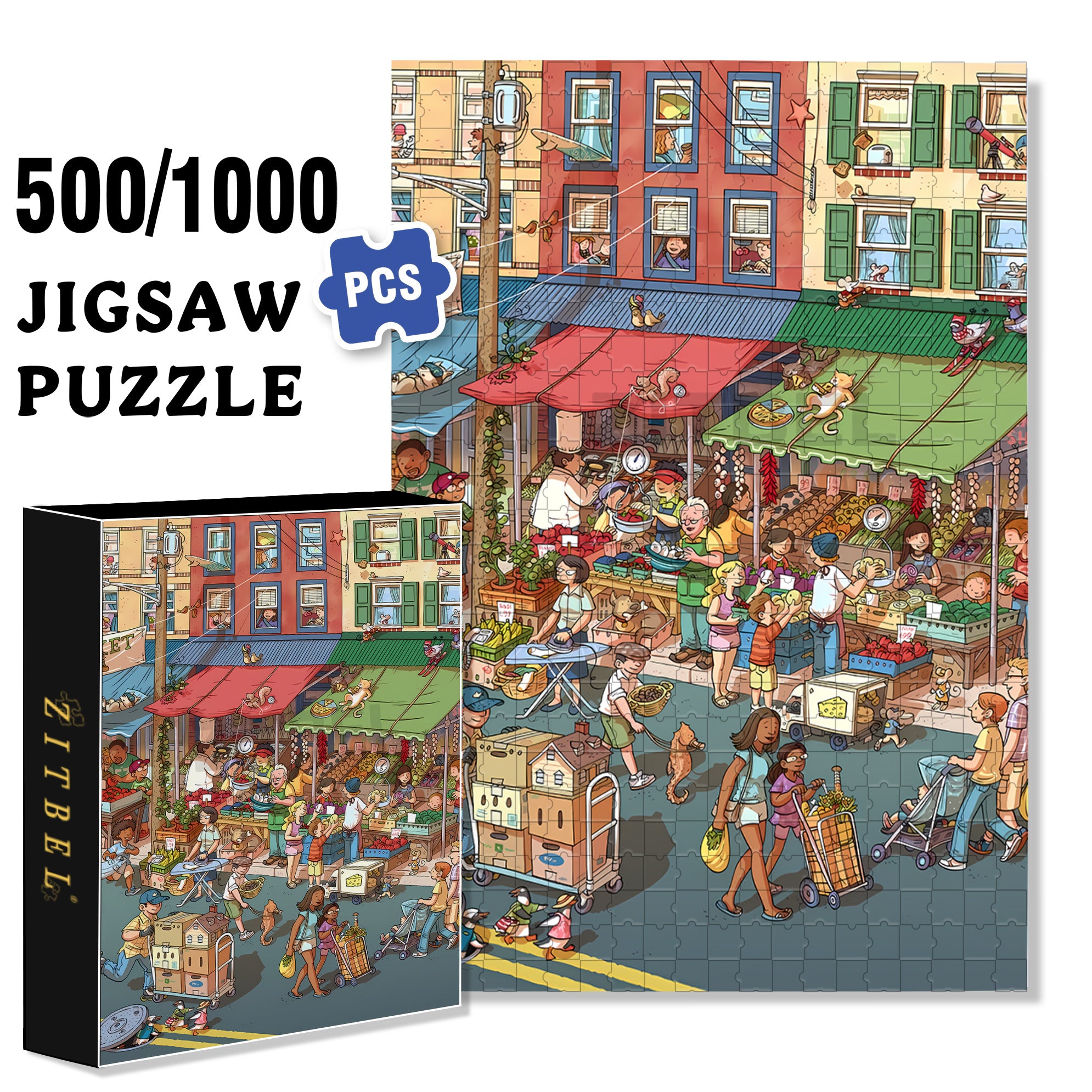 Lively 500pcs/1000pcs Jigsaw Puzzle, Scratch-Resistant, Interactive Family Game & Brain-Boosting DIY Decor, Perfect for Halloween, Christmas & New Year Gifts, Family Puzzle Game