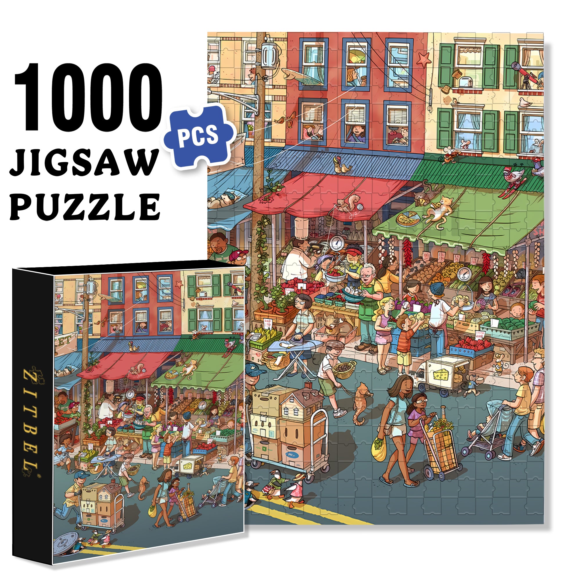 Lively 500pcs/1000pcs Jigsaw Puzzle, Scratch-Resistant, Interactive Family Game & Brain-Boosting DIY Decor, Perfect for Halloween, Christmas & New Year Gifts, Family Puzzle Game