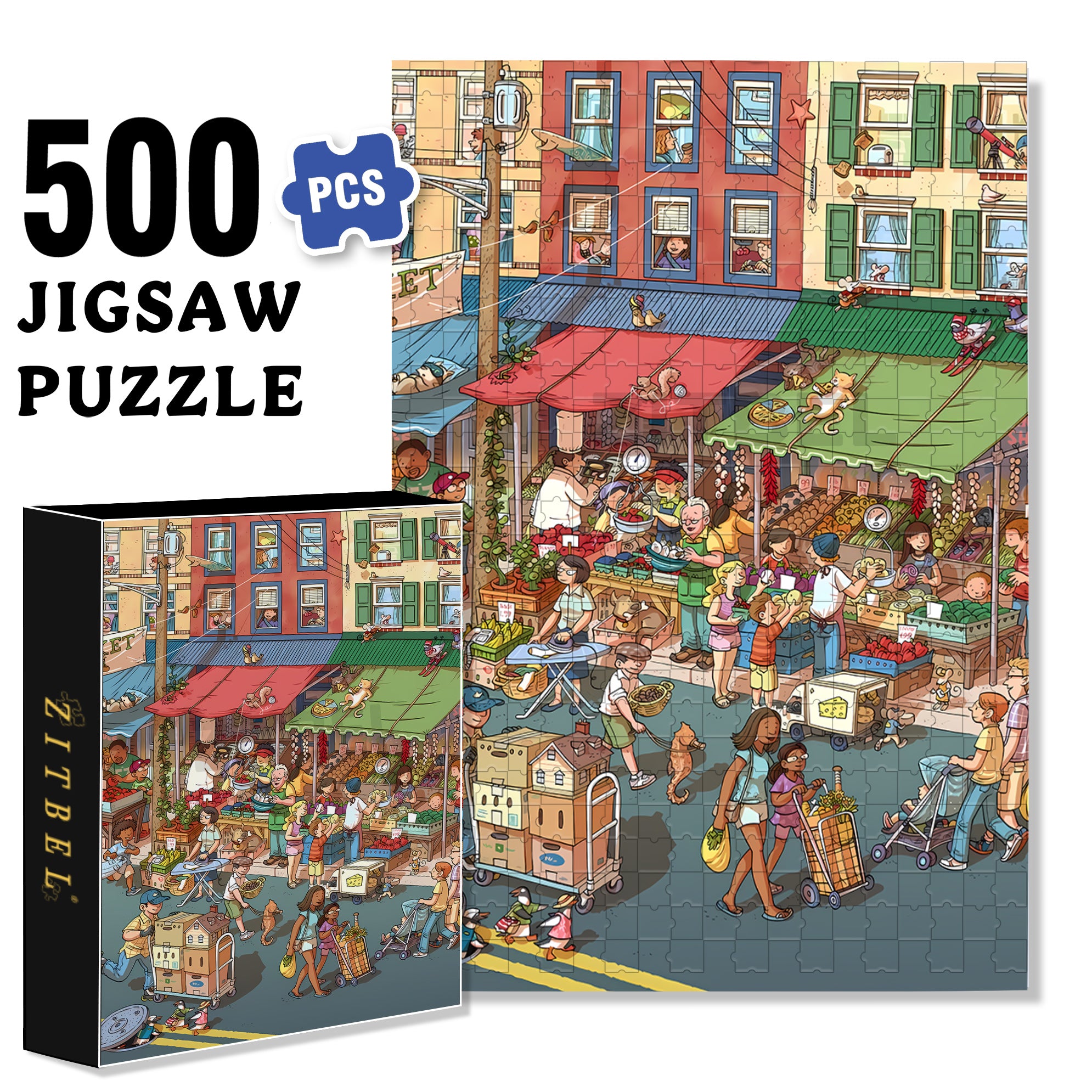 Lively 500pcs/1000pcs Jigsaw Puzzle, Scratch-Resistant, Interactive Family Game & Brain-Boosting DIY Decor, Perfect for Halloween, Christmas & New Year Gifts, Family Puzzle Game