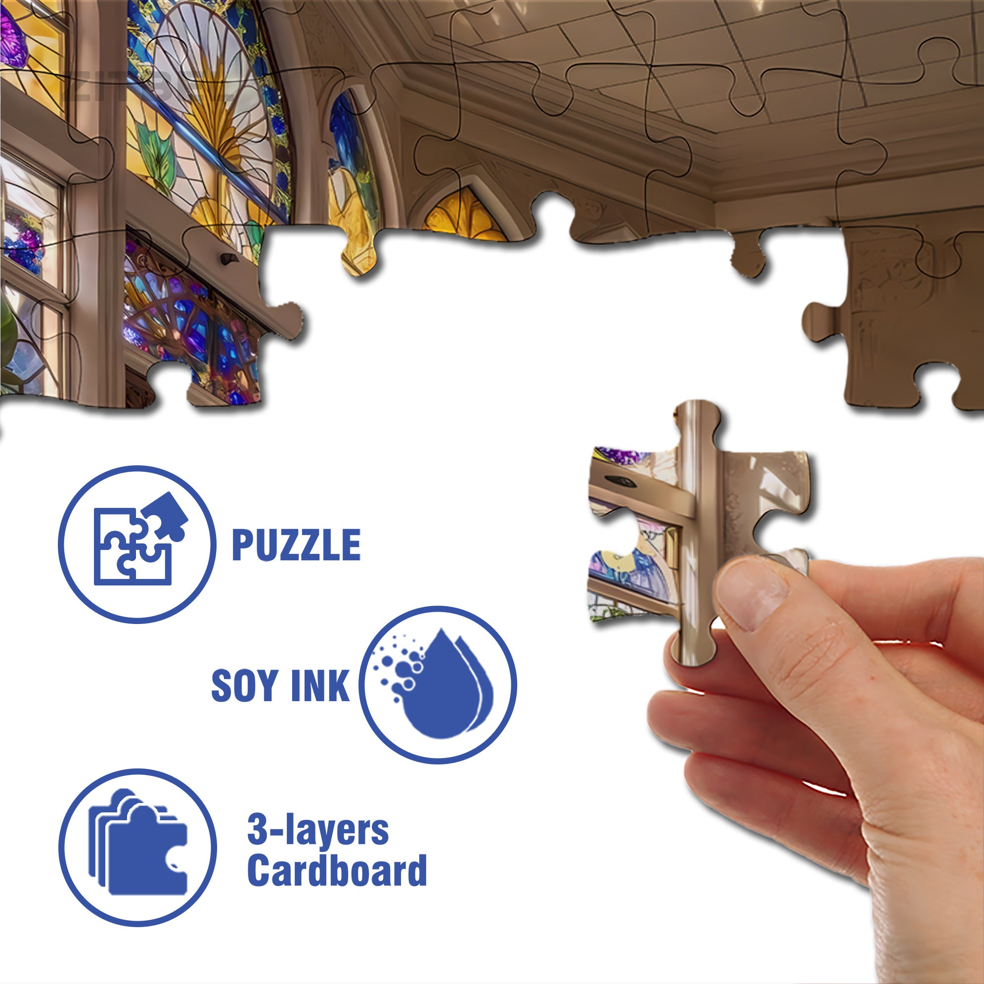 Mosaic Of Light 500pcs/1000pcs Jigsaw Puzzle, Scratch-Resistant, Interactive Family Game & Brain-Boosting DIY Decor, Perfect for Halloween, Christmas & New Year Gifts, Family Puzzle Game