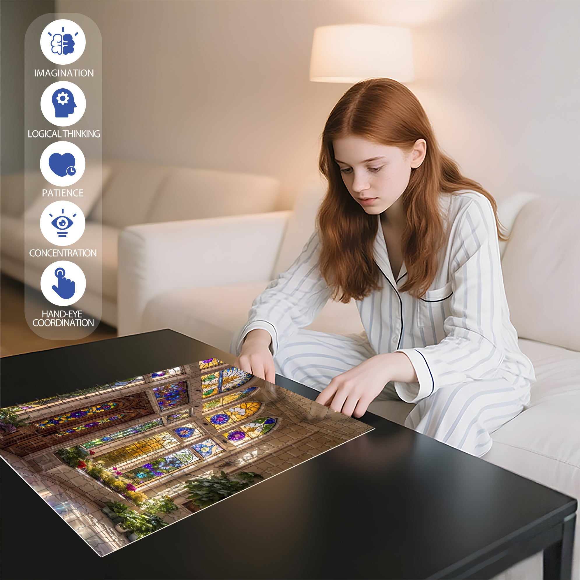 Mosaic Of Light 500pcs/1000pcs Jigsaw Puzzle, Scratch-Resistant, Interactive Family Game & Brain-Boosting DIY Decor, Perfect for Halloween, Christmas & New Year Gifts, Family Puzzle Game
