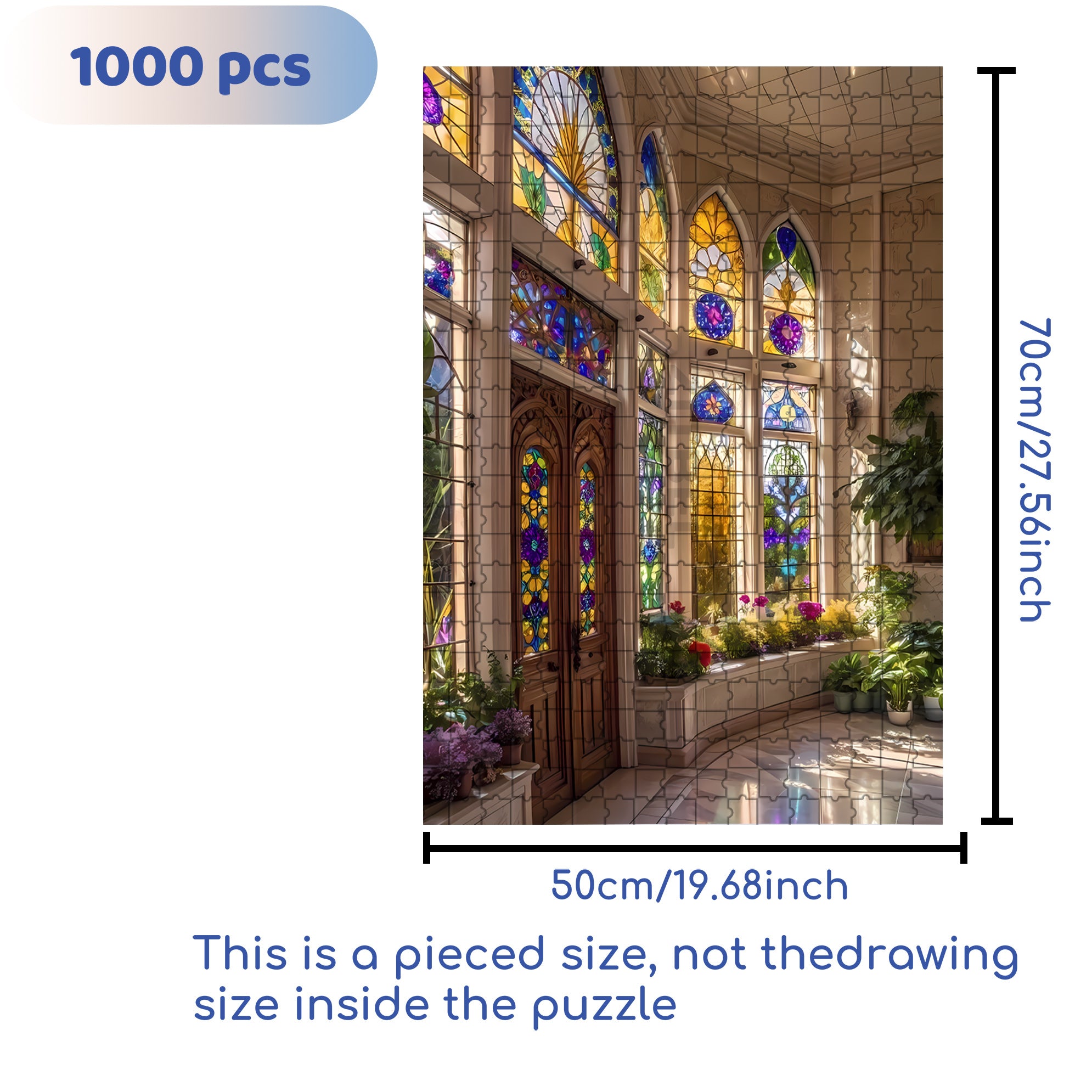 Mosaic Of Light 500pcs/1000pcs Jigsaw Puzzle, Scratch-Resistant, Interactive Family Game & Brain-Boosting DIY Decor, Perfect for Halloween, Christmas & New Year Gifts, Family Puzzle Game
