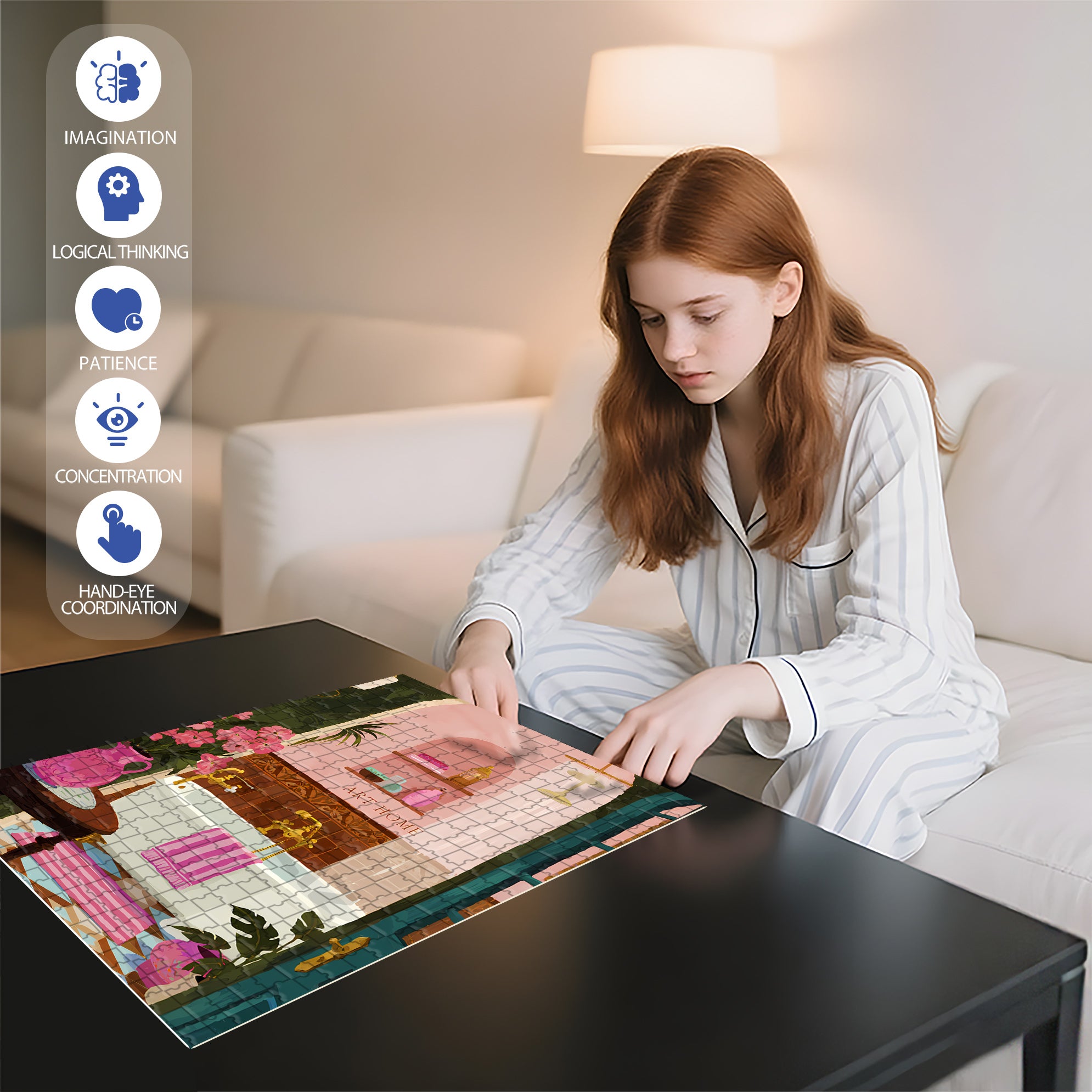 My Bathroom 500pcs/1000pcs Jigsaw Puzzle, Scratch-Resistant, Interactive Family Game & Brain-Boosting DIY Decor, Perfect for Halloween, Christmas & New Year Gifts, Family Puzzle Game