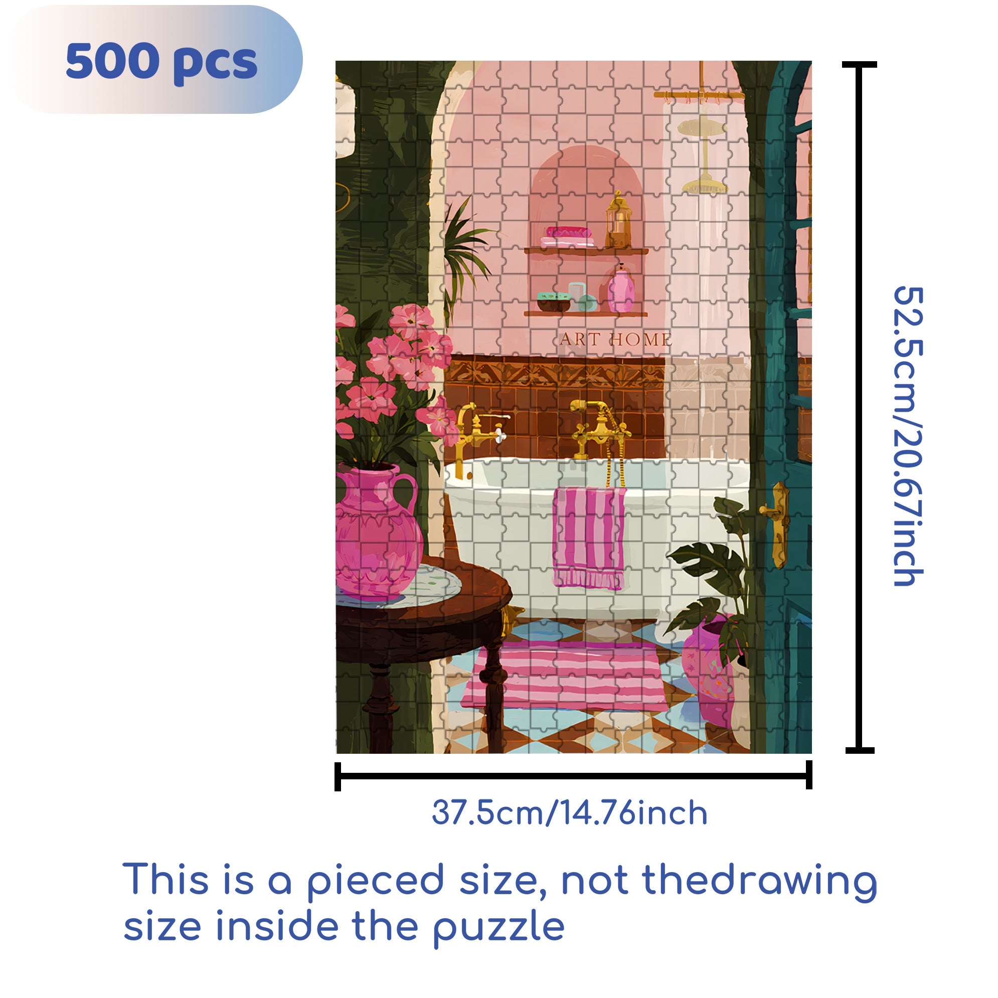 My Bathroom 500pcs/1000pcs Jigsaw Puzzle, Scratch-Resistant, Interactive Family Game & Brain-Boosting DIY Decor, Perfect for Halloween, Christmas & New Year Gifts, Family Puzzle Game