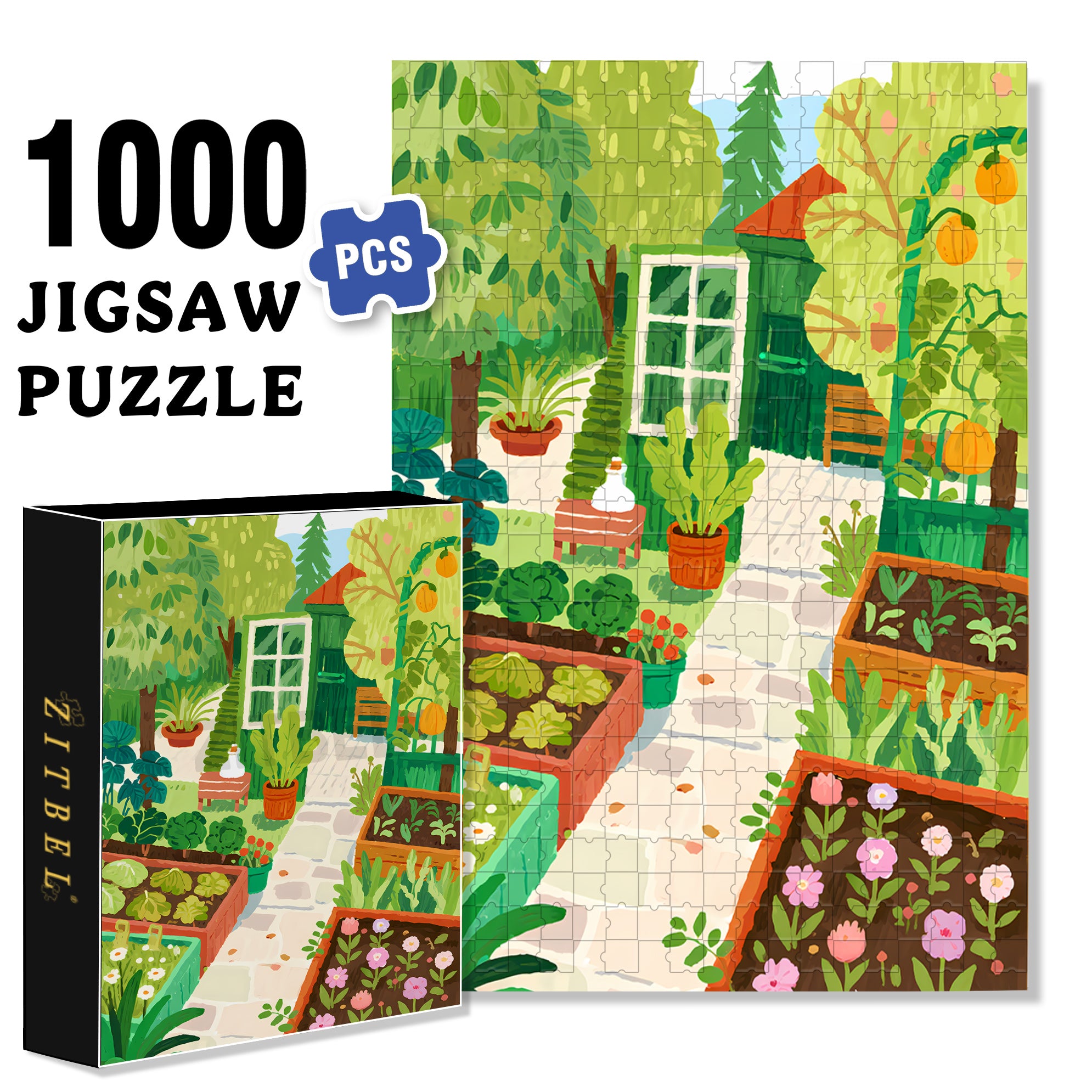 My Vegetable Garden 500pcs/1000pcs Jigsaw Puzzle, Scratch-Resistant, Interactive Family Game & Brain-Boosting DIY Decor, Perfect for Halloween, Christmas & New Year Gifts, Family Puzzle Game