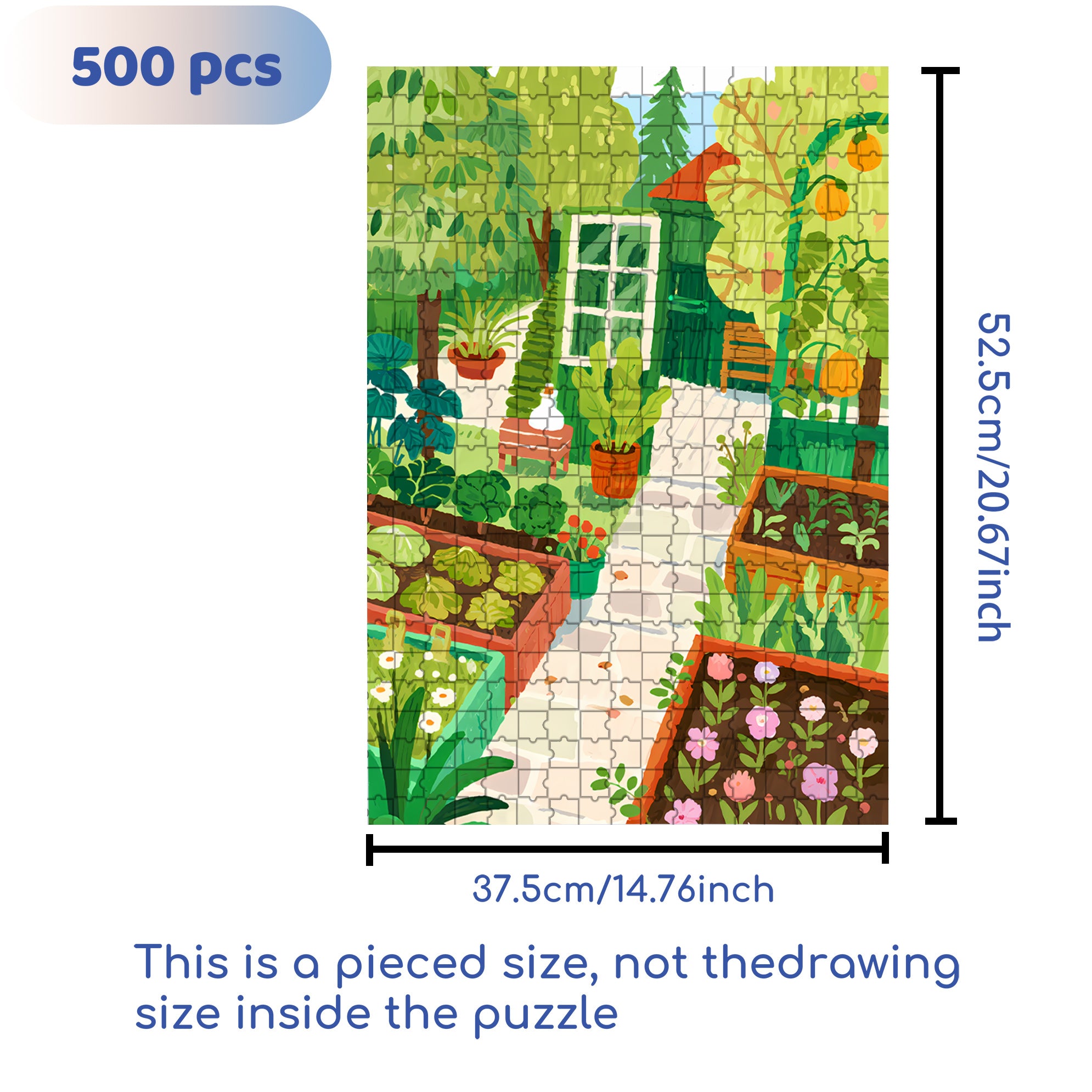 My Vegetable Garden 500pcs/1000pcs Jigsaw Puzzle, Scratch-Resistant, Interactive Family Game & Brain-Boosting DIY Decor, Perfect for Halloween, Christmas & New Year Gifts, Family Puzzle Game