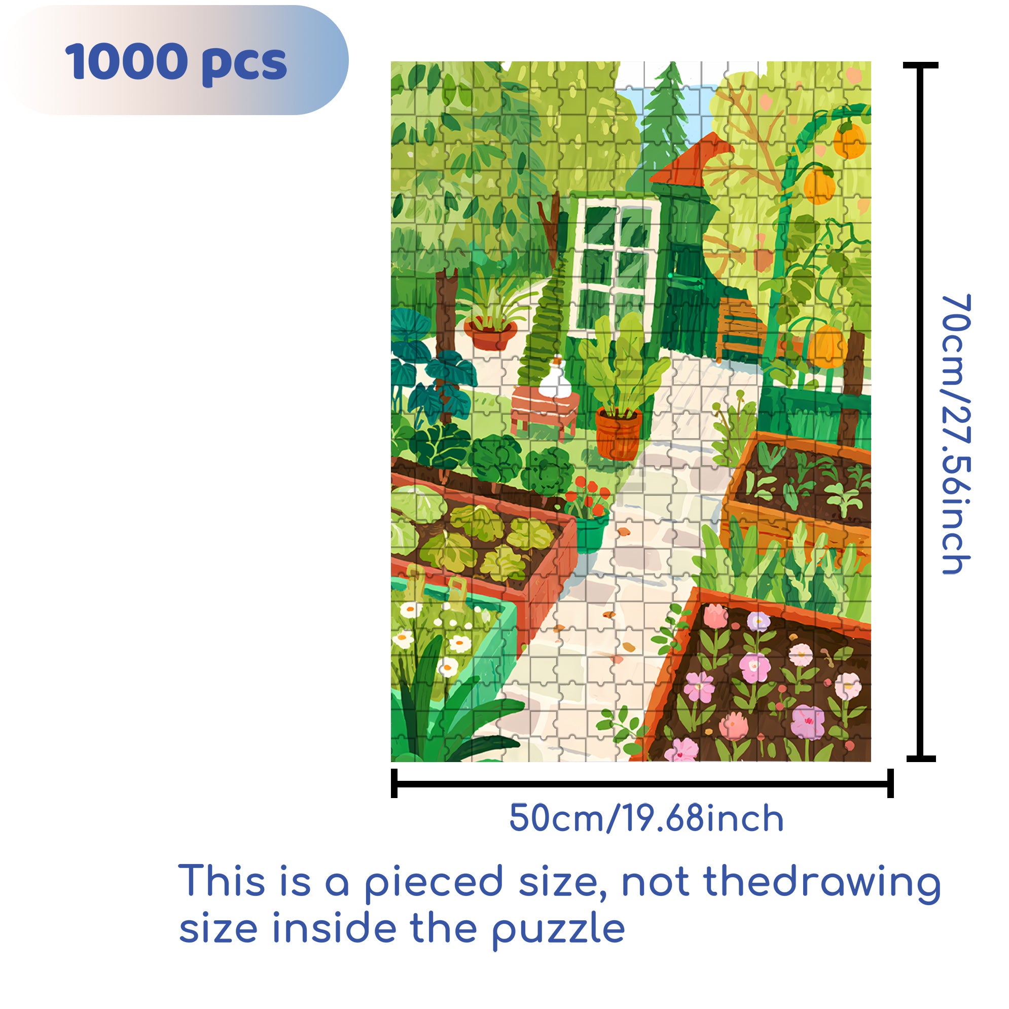 My Vegetable Garden 500pcs/1000pcs Jigsaw Puzzle, Scratch-Resistant, Interactive Family Game & Brain-Boosting DIY Decor, Perfect for Halloween, Christmas & New Year Gifts, Family Puzzle Game