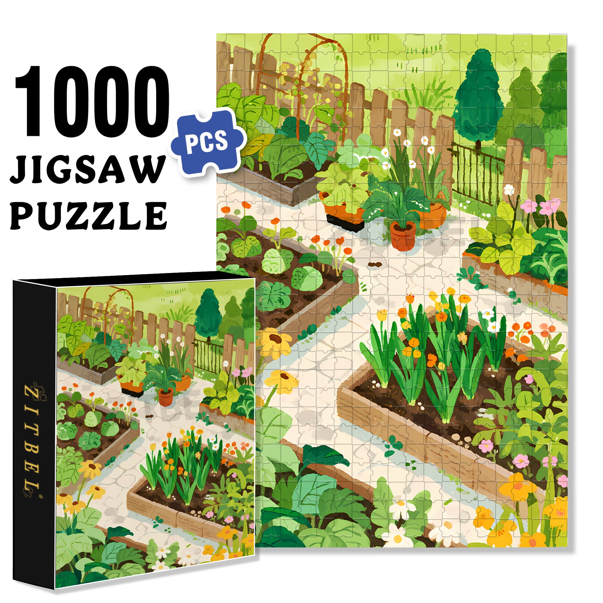My Vegetable Garden2 500pcs/1000pcs Jigsaw Puzzle, Scratch-Resistant, Interactive Family Game & Brain-Boosting DIY Decor, Perfect for Halloween, Christmas & New Year Gifts, Family Puzzle Game