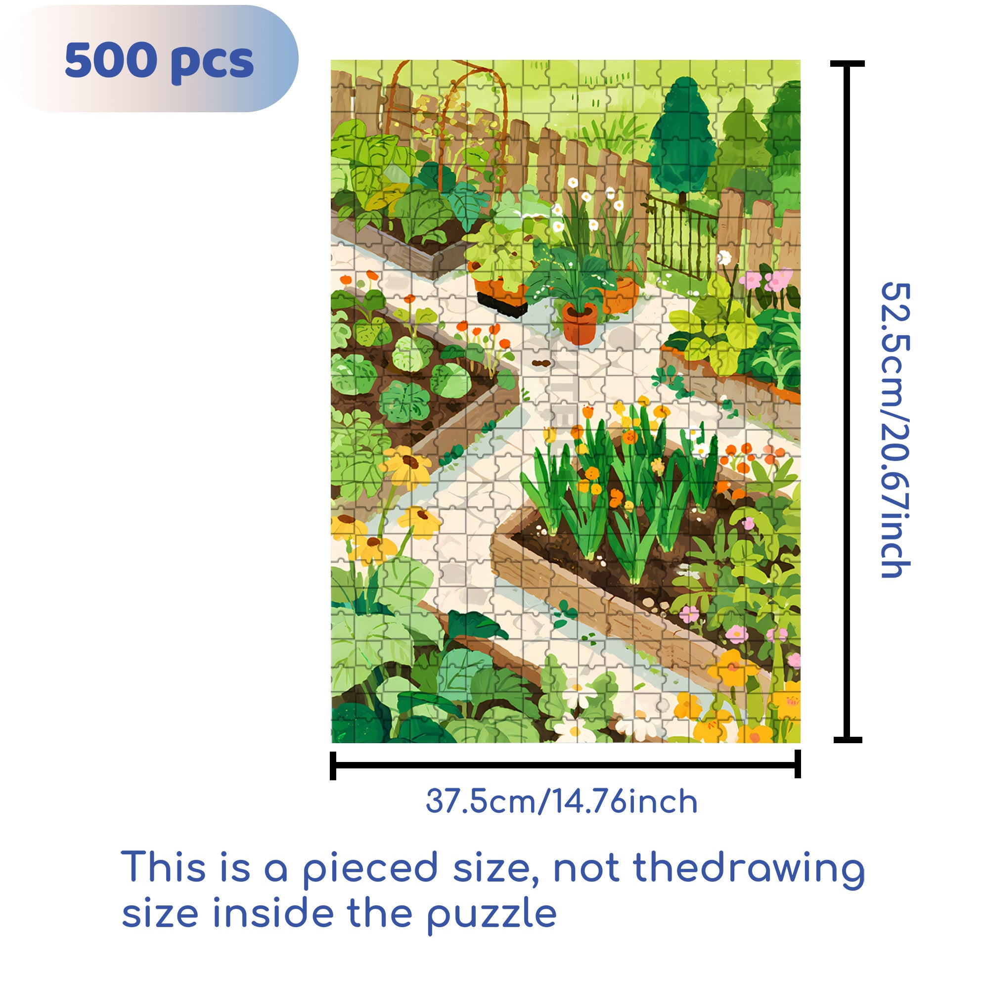 My Vegetable Garden2 500pcs/1000pcs Jigsaw Puzzle, Scratch-Resistant, Interactive Family Game & Brain-Boosting DIY Decor, Perfect for Halloween, Christmas & New Year Gifts, Family Puzzle Game
