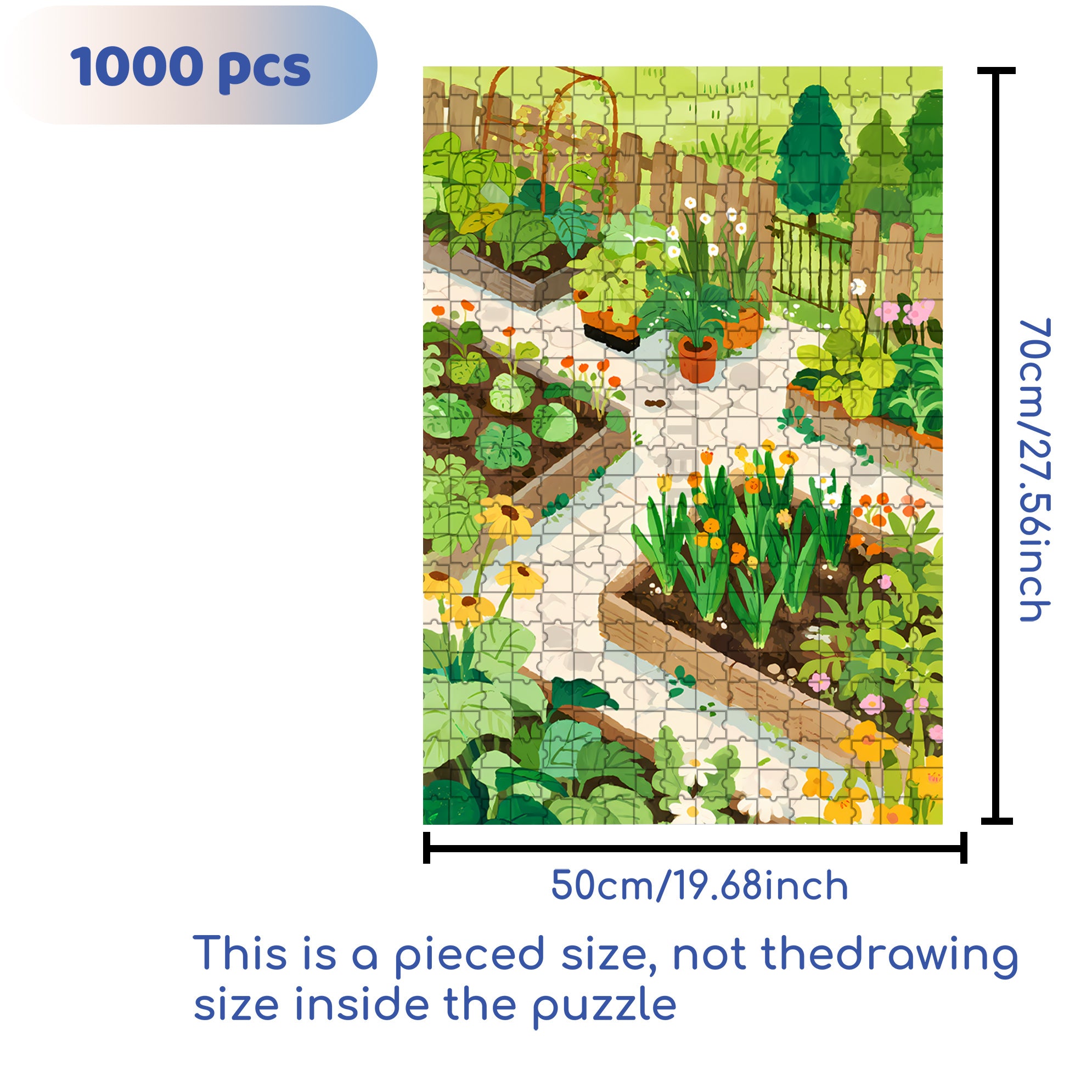My Vegetable Garden2 500pcs/1000pcs Jigsaw Puzzle, Scratch-Resistant, Interactive Family Game & Brain-Boosting DIY Decor, Perfect for Halloween, Christmas & New Year Gifts, Family Puzzle Game