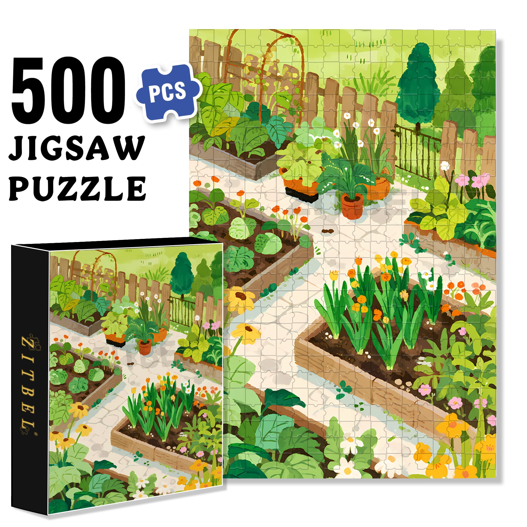 My Vegetable Garden2 500pcs/1000pcs Jigsaw Puzzle, Scratch-Resistant, Interactive Family Game & Brain-Boosting DIY Decor, Perfect for Halloween, Christmas & New Year Gifts, Family Puzzle Game