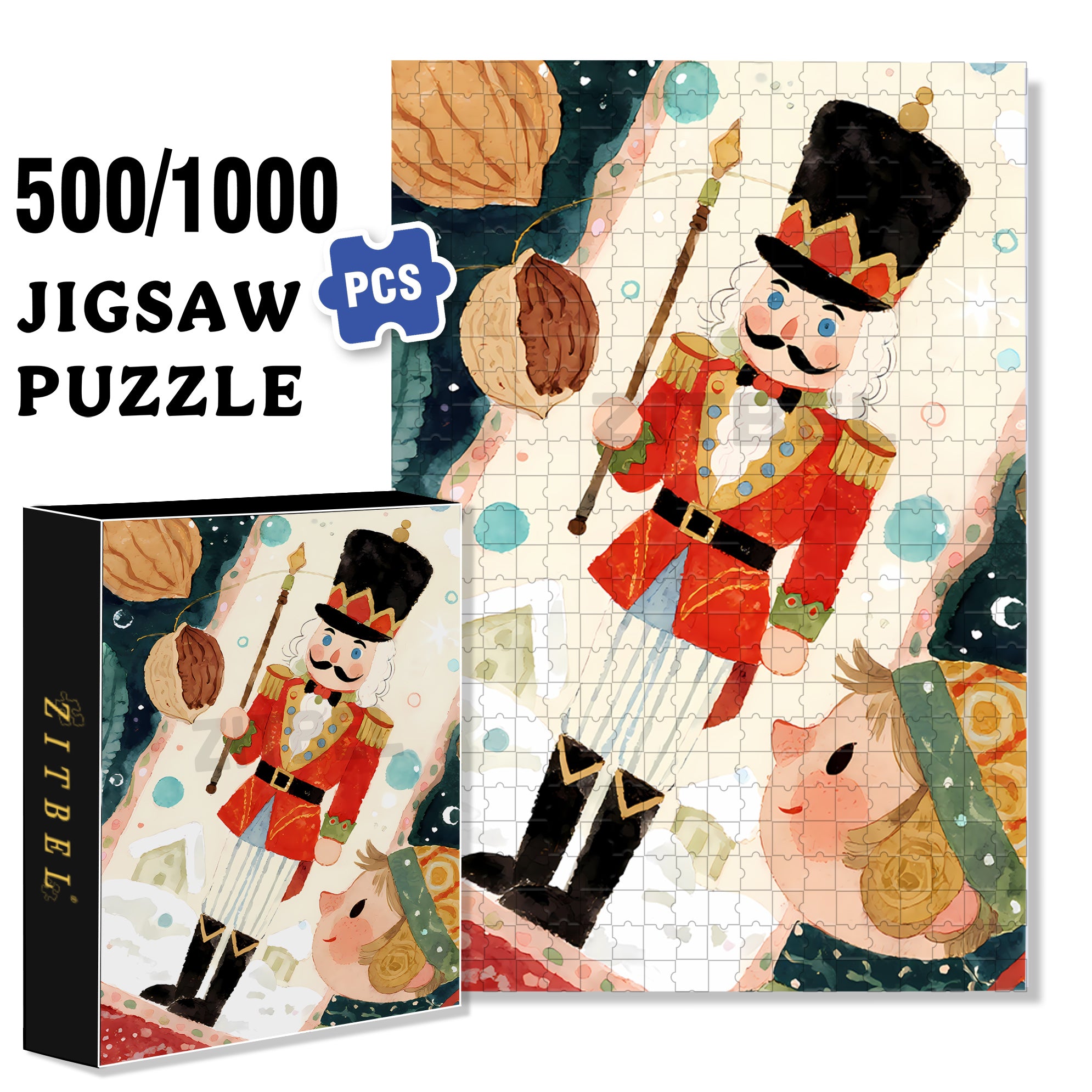 Nutcracker2 500pcs/1000pcs Jigsaw Puzzle, Scratch-Resistant, Interactive Family Game & Brain-Boosting DIY Decor, Perfect for Halloween, Christmas & New Year Gifts, Family Puzzle Game