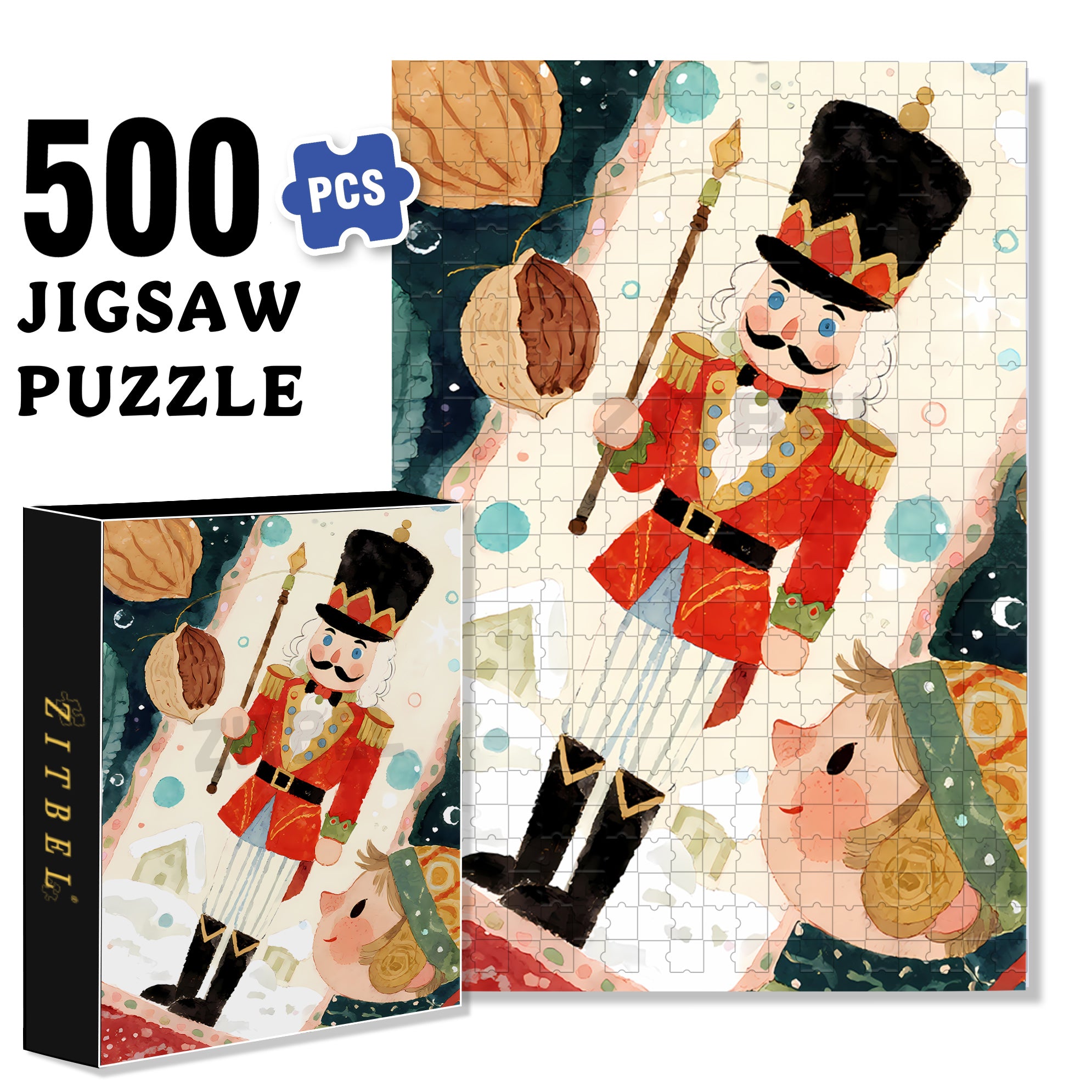 Nutcracker2 500pcs/1000pcs Jigsaw Puzzle, Scratch-Resistant, Interactive Family Game & Brain-Boosting DIY Decor, Perfect for Halloween, Christmas & New Year Gifts, Family Puzzle Game