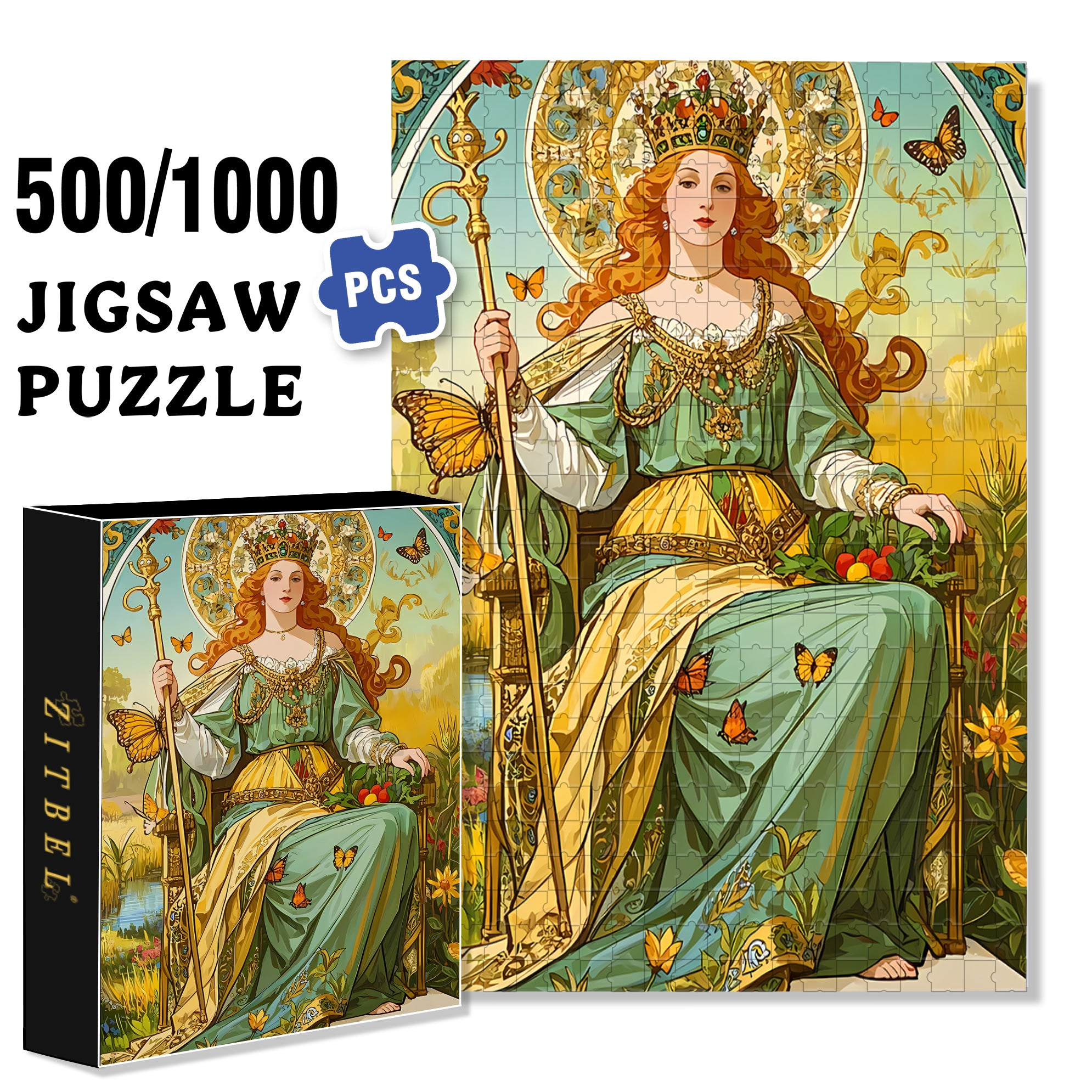 Queen 500pcs/1000pcs Jigsaw Puzzle, Scratch-Resistant, Interactive Family Game & Brain-Boosting DIY Decor, Perfect for Halloween, Christmas & New Year Gifts, Family Puzzle Game