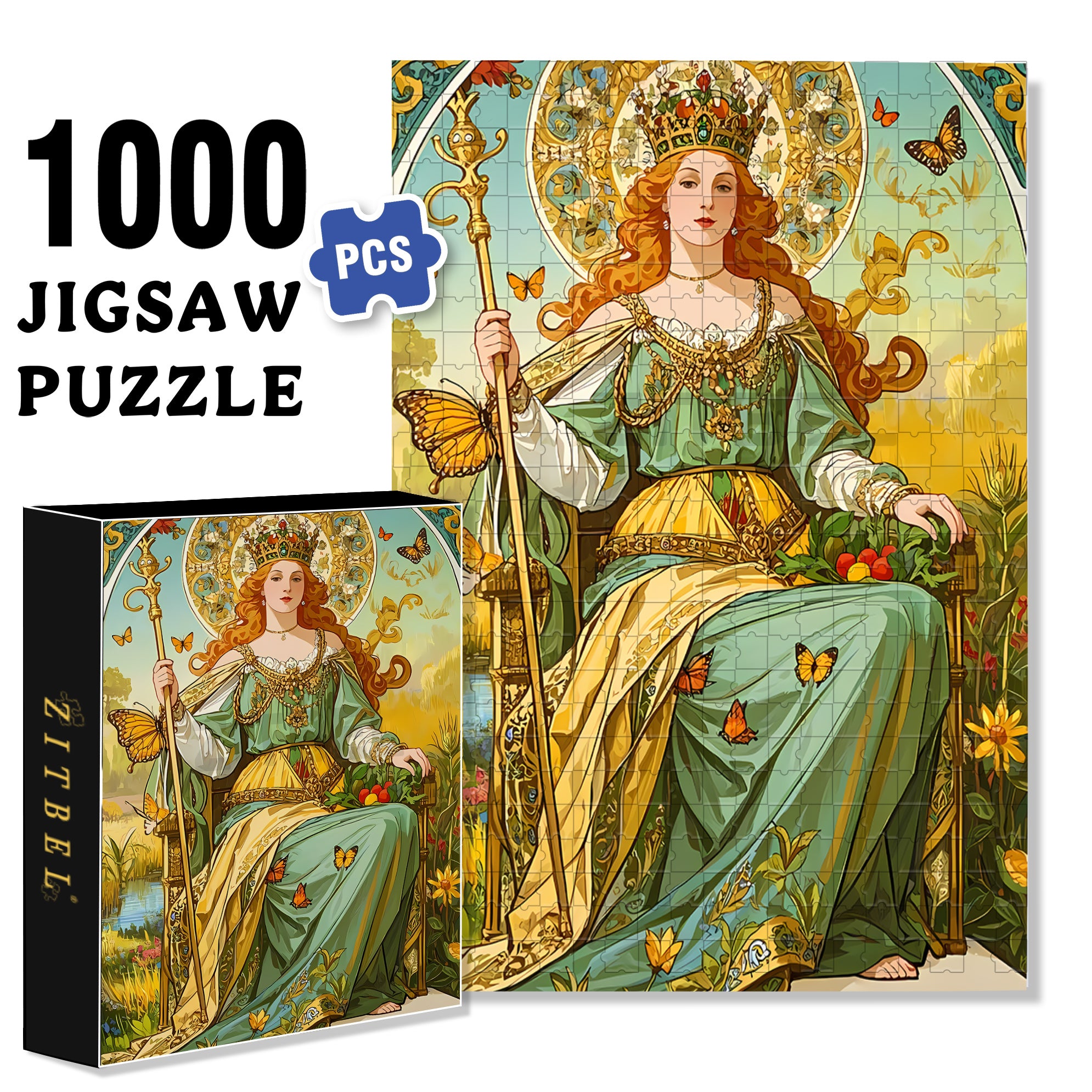 Queen 500pcs/1000pcs Jigsaw Puzzle, Scratch-Resistant, Interactive Family Game & Brain-Boosting DIY Decor, Perfect for Halloween, Christmas & New Year Gifts, Family Puzzle Game