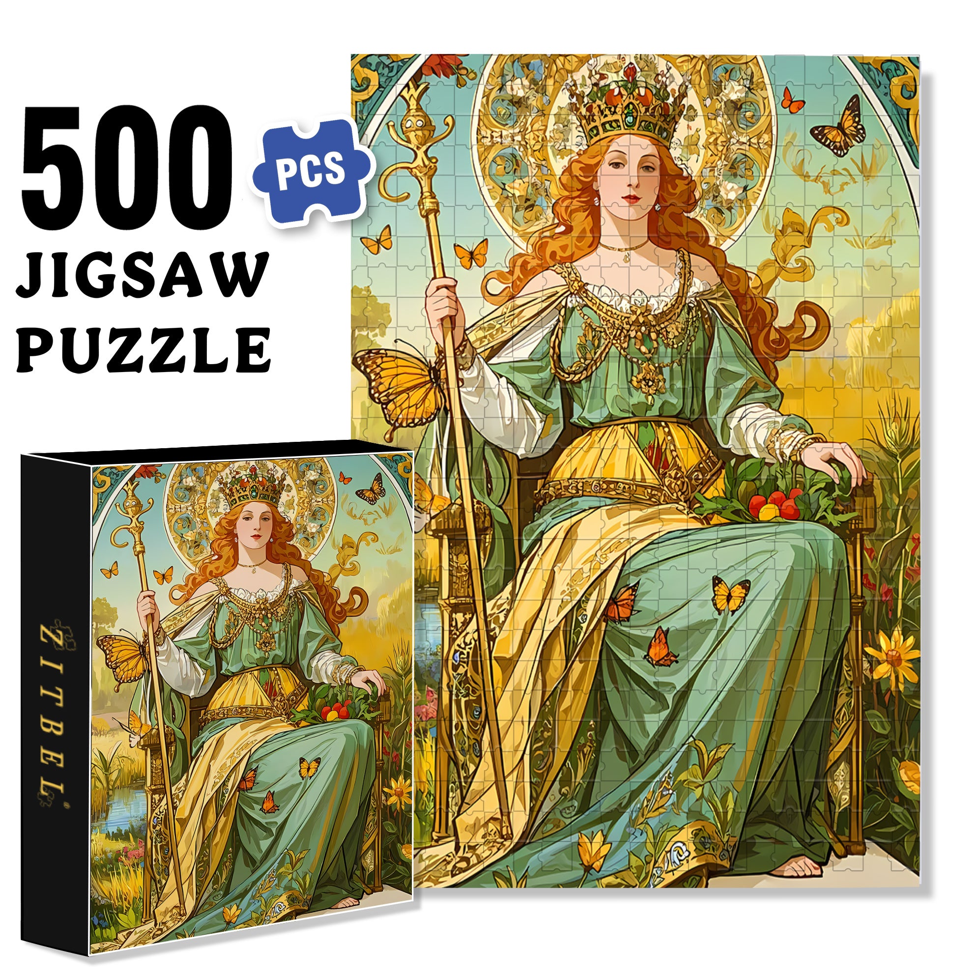 Queen 500pcs/1000pcs Jigsaw Puzzle, Scratch-Resistant, Interactive Family Game & Brain-Boosting DIY Decor, Perfect for Halloween, Christmas & New Year Gifts, Family Puzzle Game