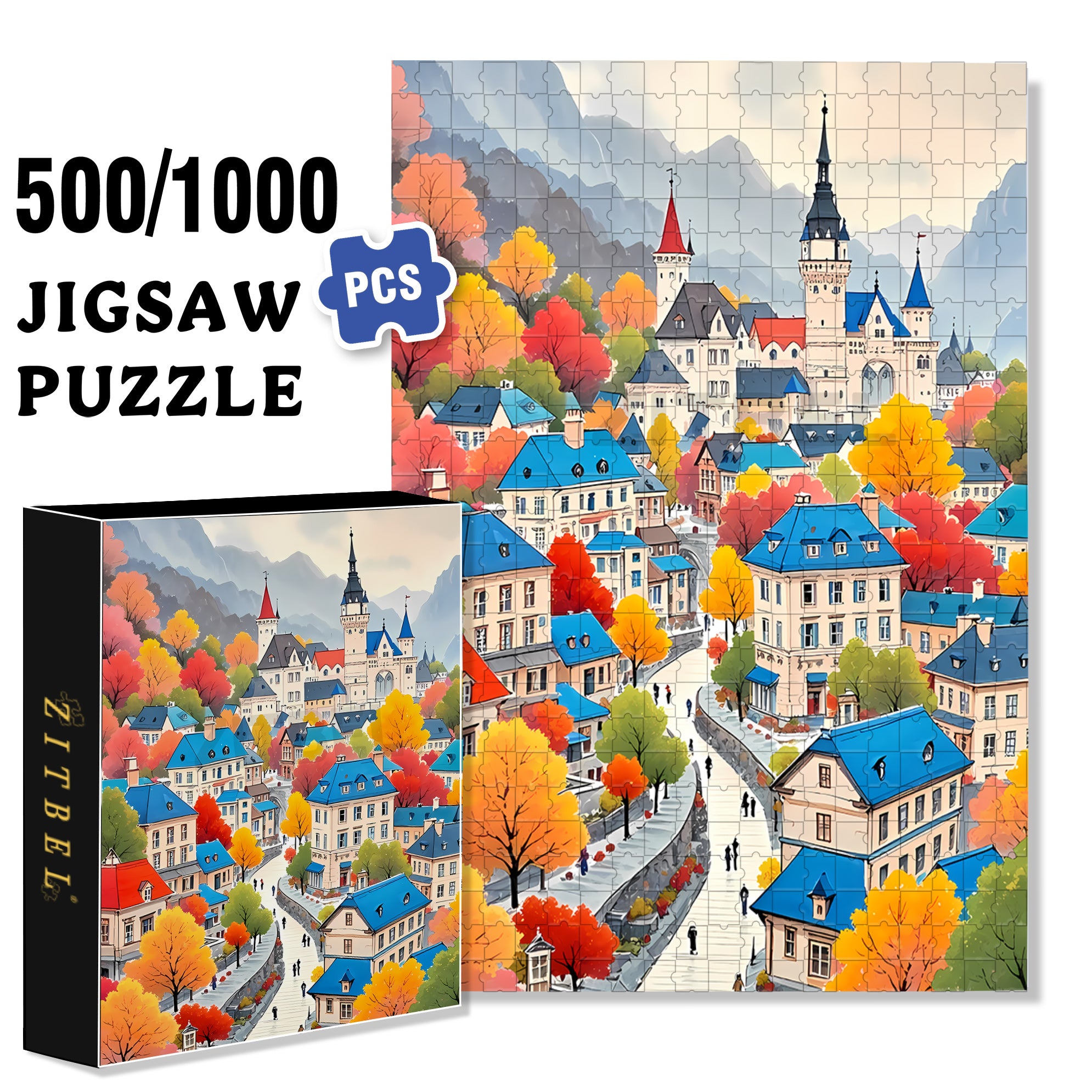 Quiet And Colorful Forests 500pcs/1000pcs Jigsaw Puzzle, Scratch-Resistant, Interactive Family Game & Brain-Boosting DIY Decor, Perfect for Halloween, Christmas & New Year Gifts, Family Puzzle Game