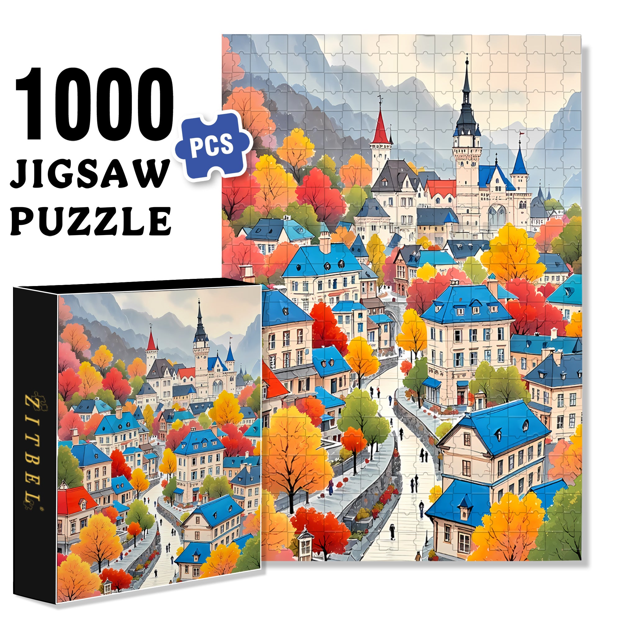Quiet And Colorful Forests 500pcs/1000pcs Jigsaw Puzzle, Scratch-Resistant, Interactive Family Game & Brain-Boosting DIY Decor, Perfect for Halloween, Christmas & New Year Gifts, Family Puzzle Game