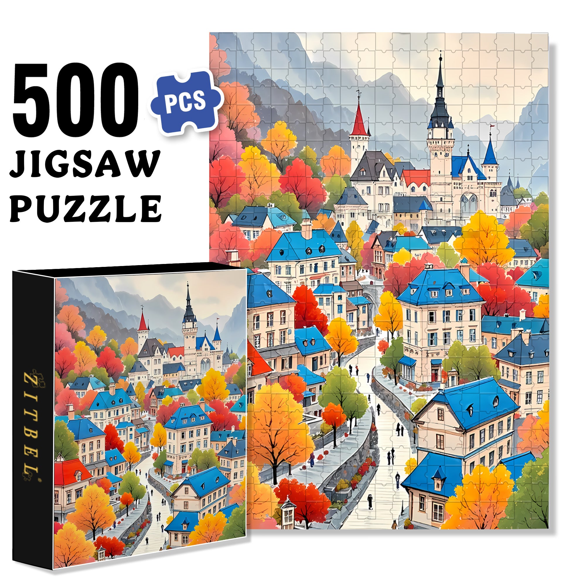Quiet And Colorful Forests 500pcs/1000pcs Jigsaw Puzzle, Scratch-Resistant, Interactive Family Game & Brain-Boosting DIY Decor, Perfect for Halloween, Christmas & New Year Gifts, Family Puzzle Game