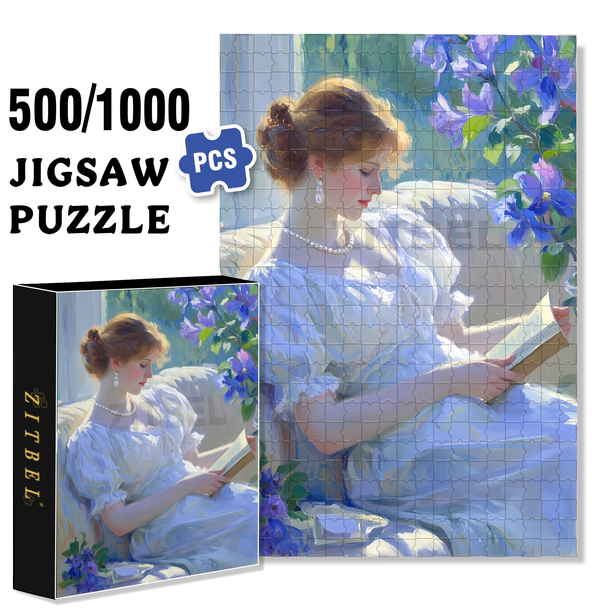 Read Quietly 500pcs/1000pcs Jigsaw Puzzle, Scratch-Resistant, Interactive Family Game & Brain-Boosting DIY Decor, Perfect for Halloween, Christmas & New Year Gifts, Family Puzzle Game