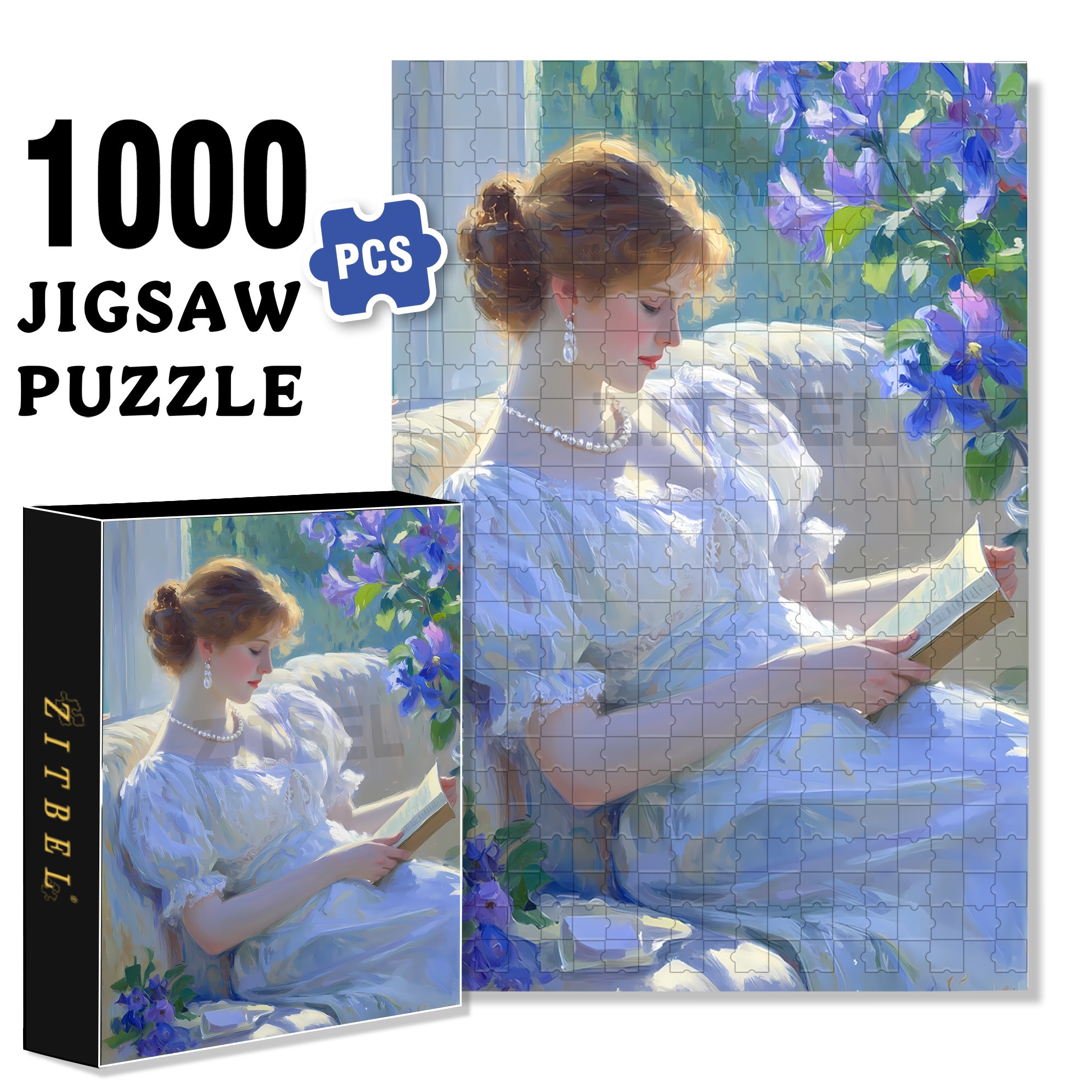 Read Quietly 500pcs/1000pcs Jigsaw Puzzle, Scratch-Resistant, Interactive Family Game & Brain-Boosting DIY Decor, Perfect for Halloween, Christmas & New Year Gifts, Family Puzzle Game
