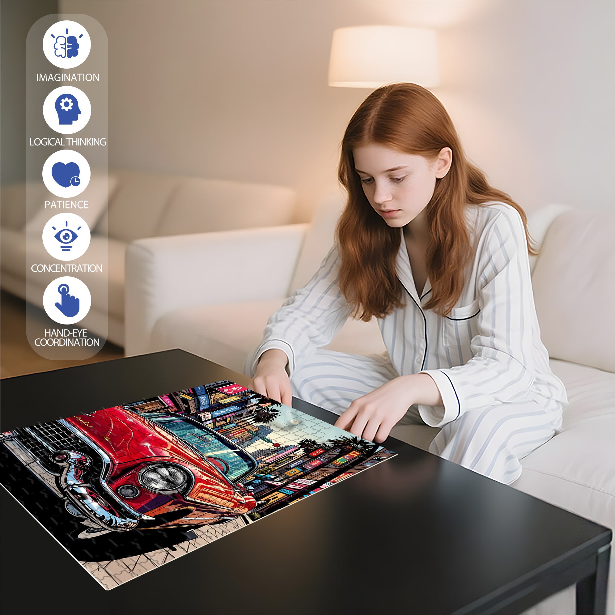 Red Convertible Sports Car 500pcs/1000pcs Jigsaw Puzzle, Scratch-Resistant, Interactive Family Game & Brain-Boosting DIY Decor, Perfect for Halloween, Christmas & New Year Gifts, Family Puzzle Game