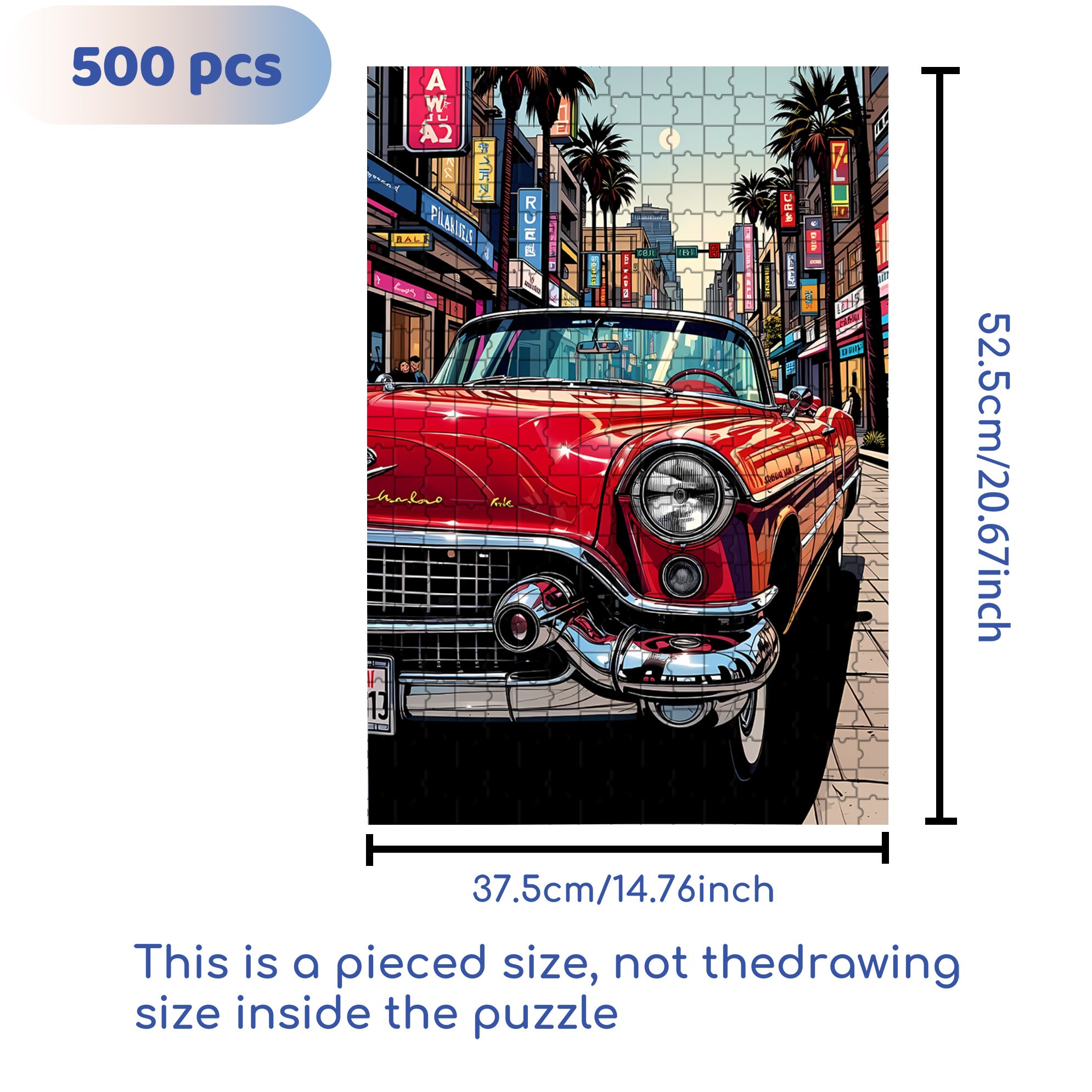 Red Convertible Sports Car 500pcs/1000pcs Jigsaw Puzzle, Scratch-Resistant, Interactive Family Game & Brain-Boosting DIY Decor, Perfect for Halloween, Christmas & New Year Gifts, Family Puzzle Game