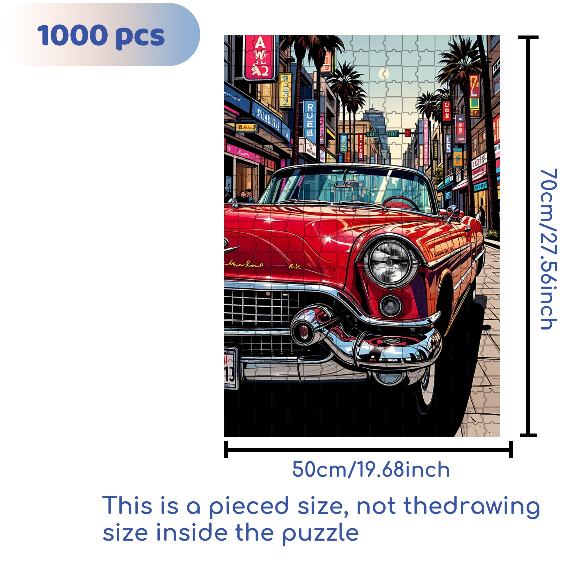 Red Convertible Sports Car 500pcs/1000pcs Jigsaw Puzzle, Scratch-Resistant, Interactive Family Game & Brain-Boosting DIY Decor, Perfect for Halloween, Christmas & New Year Gifts, Family Puzzle Game