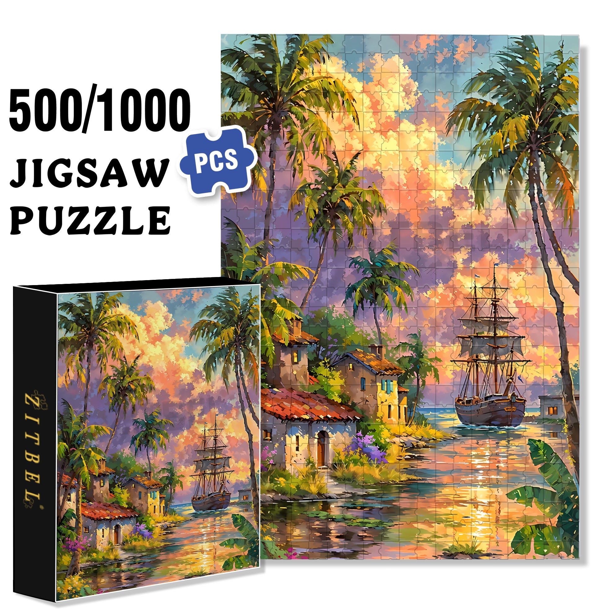Return 500pcs/1000pcs Jigsaw Puzzle, Scratch-Resistant, Interactive Family Game & Brain-Boosting DIY Decor, Perfect for Halloween, Christmas & New Year Gifts, Family Puzzle Game