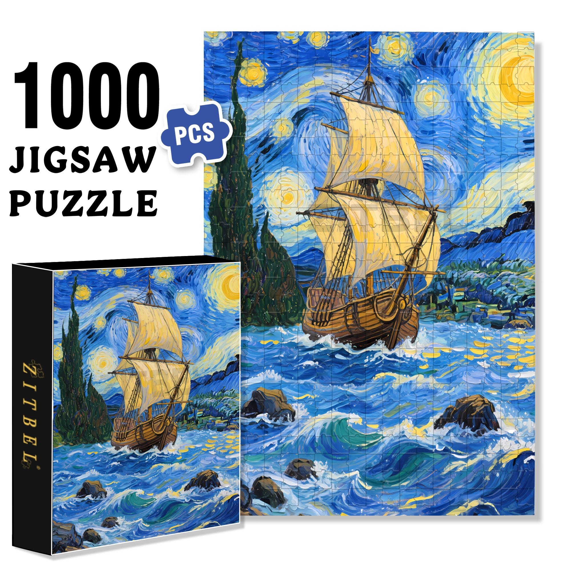 Riding The Wind And Waves 500pcs/1000pcs Jigsaw Puzzle, Scratch-Resistant, Interactive Family Game & Brain-Boosting DIY Decor, Perfect for Halloween, Christmas & New Year Gifts, Family Puzzle Game