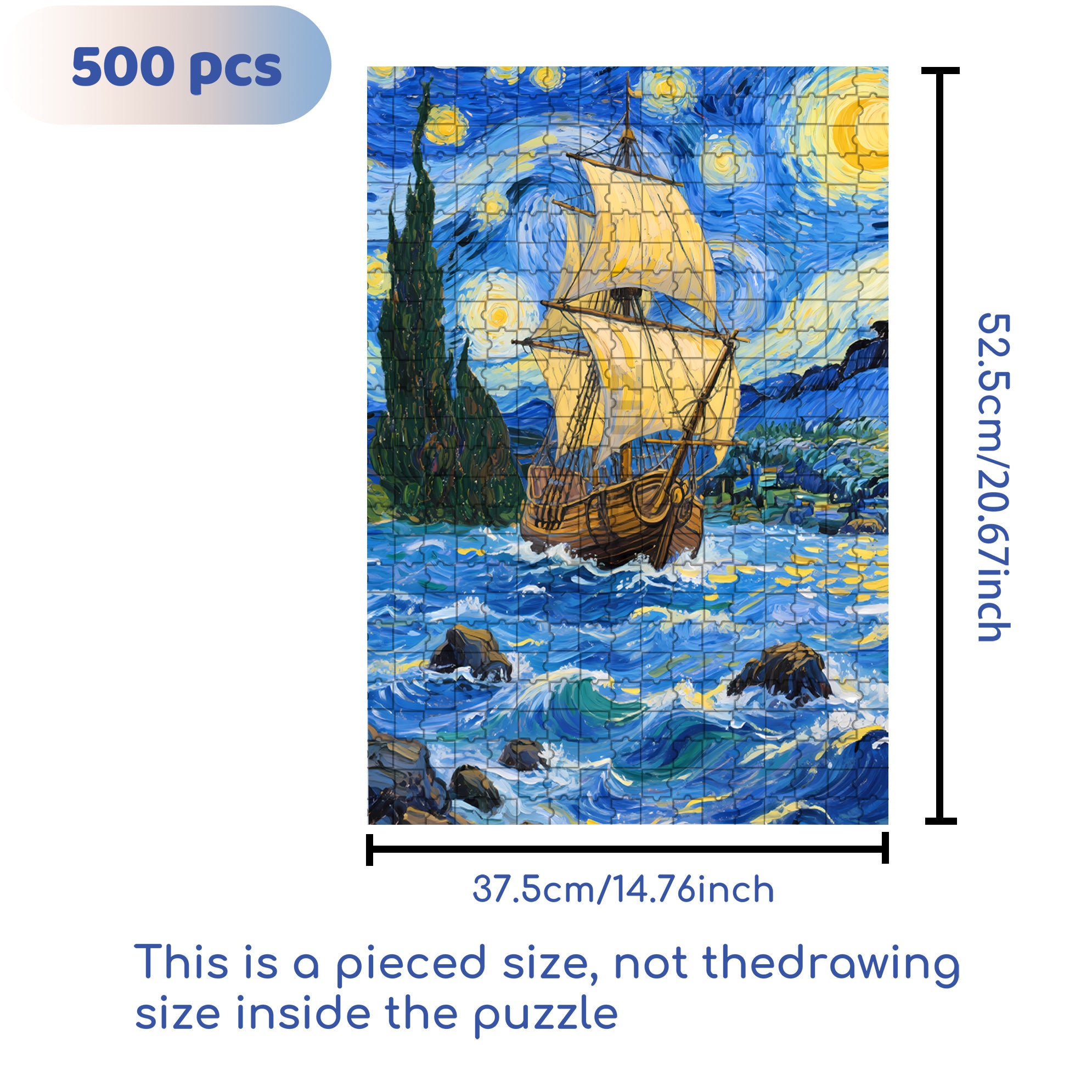 Riding The Wind And Waves 500pcs/1000pcs Jigsaw Puzzle, Scratch-Resistant, Interactive Family Game & Brain-Boosting DIY Decor, Perfect for Halloween, Christmas & New Year Gifts, Family Puzzle Game