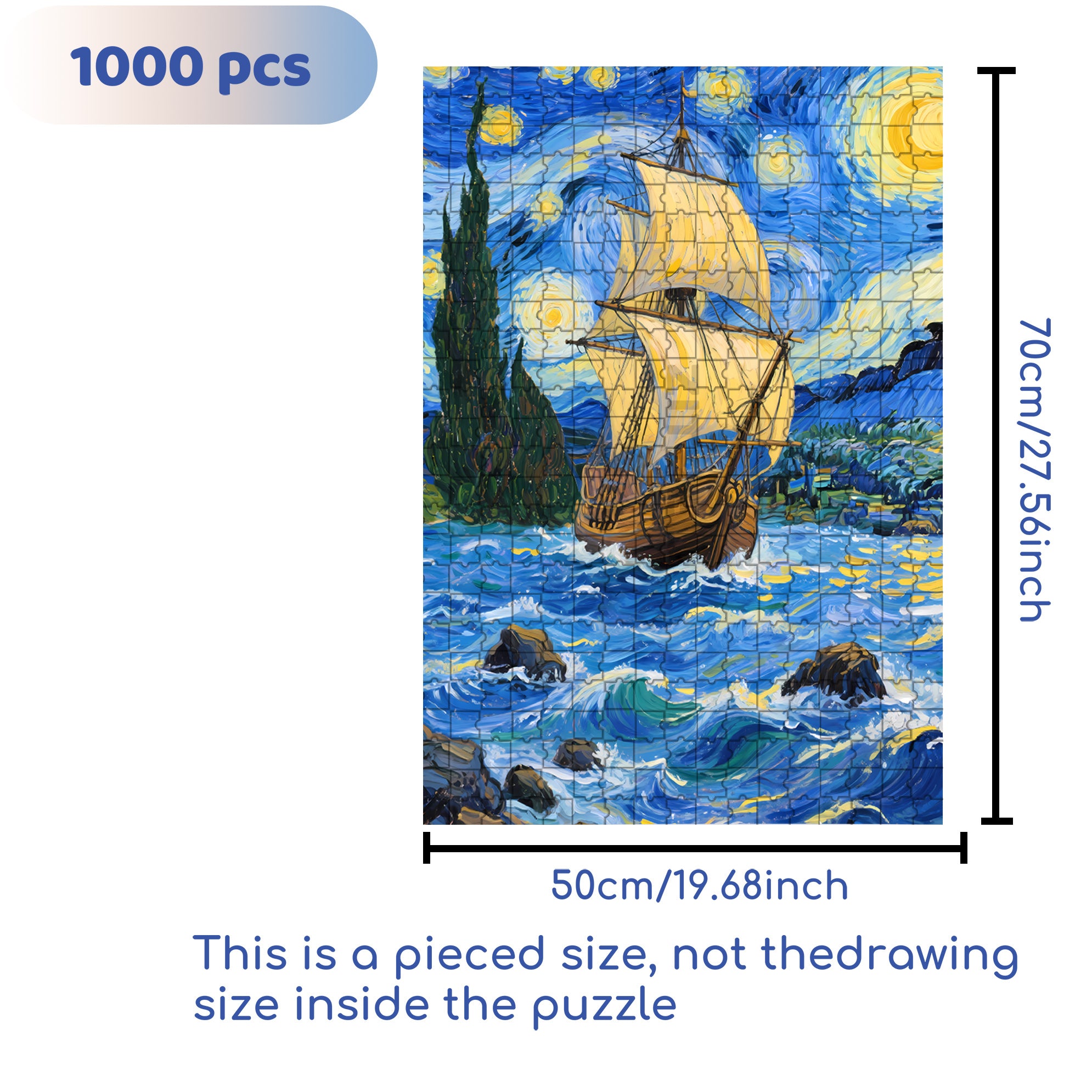 Riding The Wind And Waves 500pcs/1000pcs Jigsaw Puzzle, Scratch-Resistant, Interactive Family Game & Brain-Boosting DIY Decor, Perfect for Halloween, Christmas & New Year Gifts, Family Puzzle Game