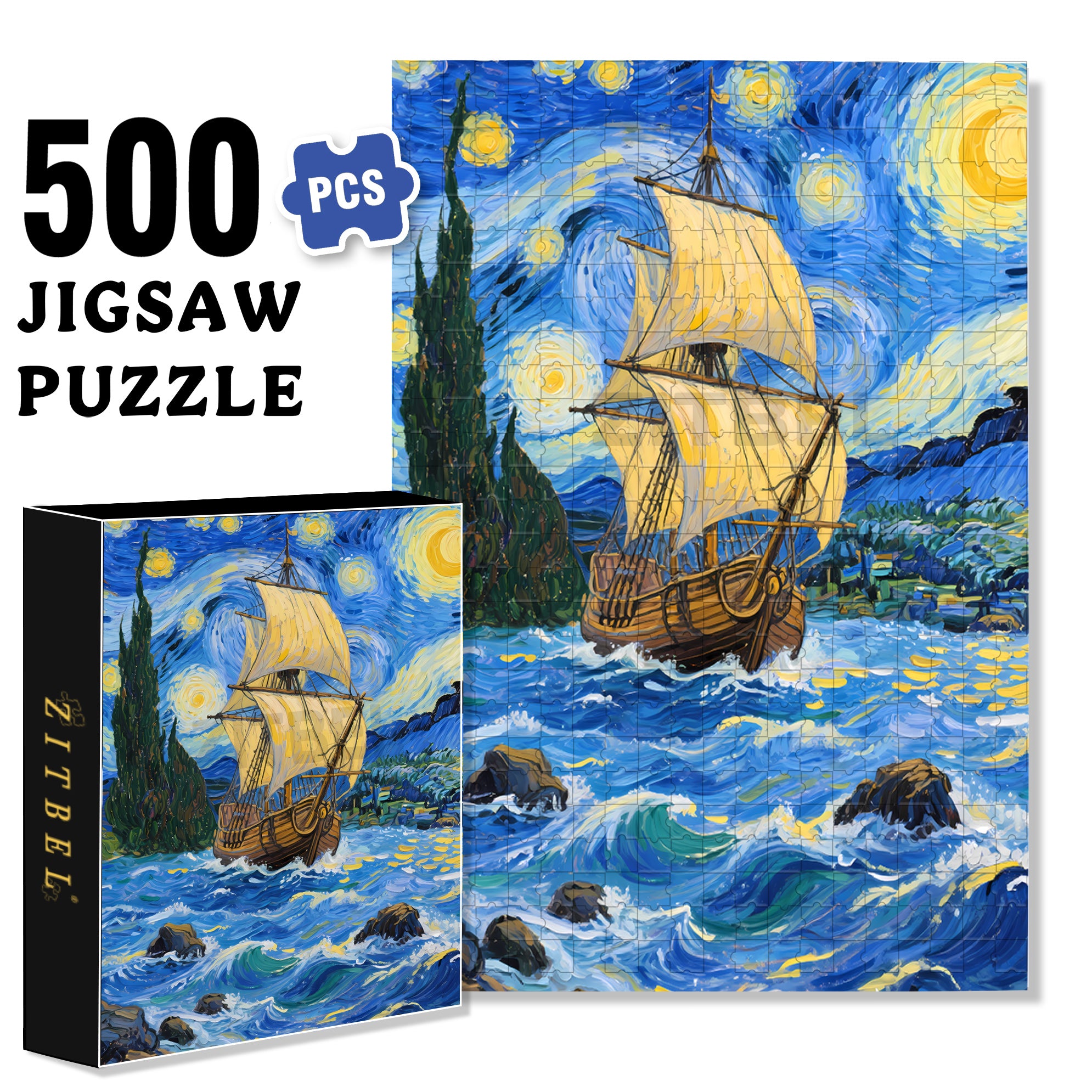 Riding The Wind And Waves 500pcs/1000pcs Jigsaw Puzzle, Scratch-Resistant, Interactive Family Game & Brain-Boosting DIY Decor, Perfect for Halloween, Christmas & New Year Gifts, Family Puzzle Game