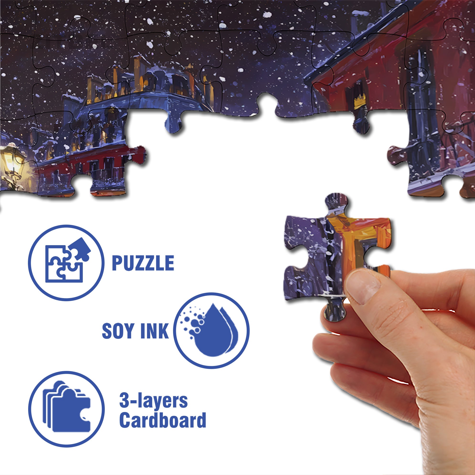 Snowy Night In Paris 500pcs/1000pcs Jigsaw Puzzle, Scratch-Resistant, Interactive Family Game & Brain-Boosting DIY Decor, Perfect for Halloween, Christmas & New Year Gifts, Family Puzzle Game