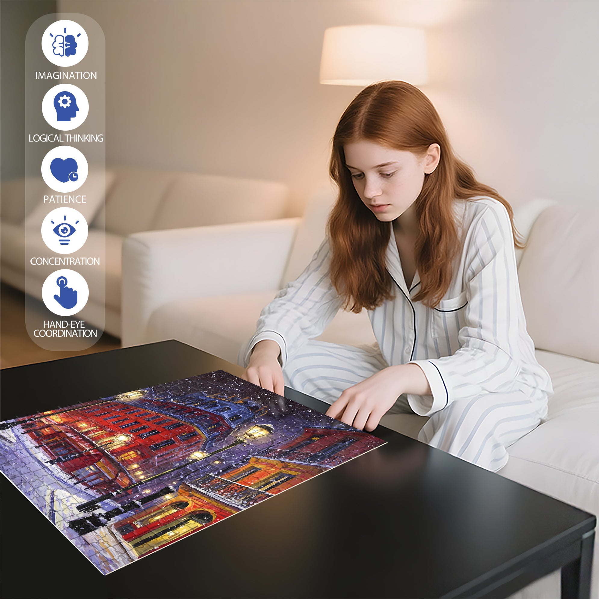 Snowy Night In Paris 500pcs/1000pcs Jigsaw Puzzle, Scratch-Resistant, Interactive Family Game & Brain-Boosting DIY Decor, Perfect for Halloween, Christmas & New Year Gifts, Family Puzzle Game